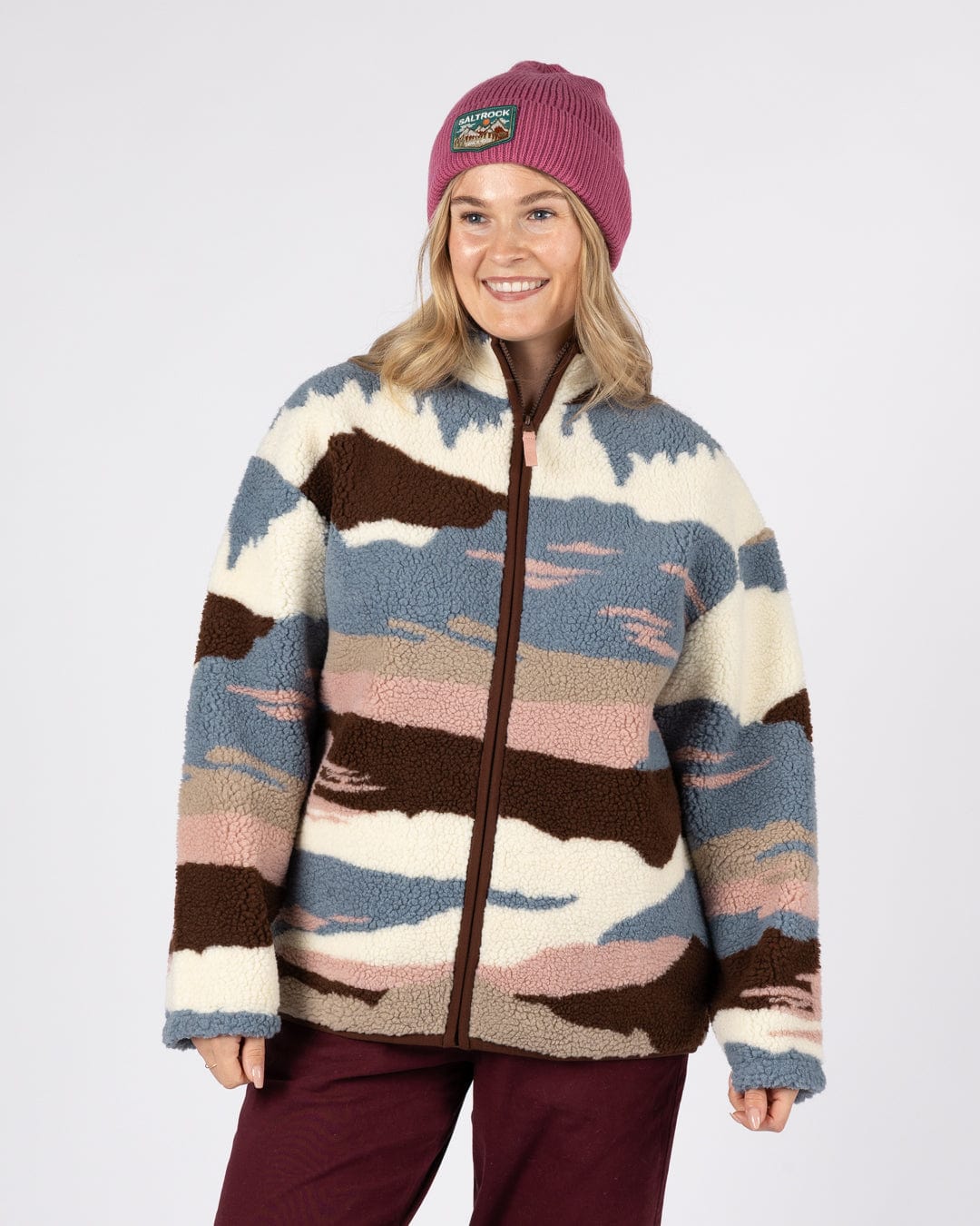 Mountain Trail - Womens Recycled Borg Zip Fleece - Pink - Image 3