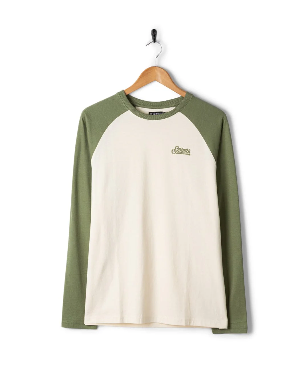 Pitcher Embroidery - Mens Raglan Long Sleeve T-Shirt - Green - Image 7