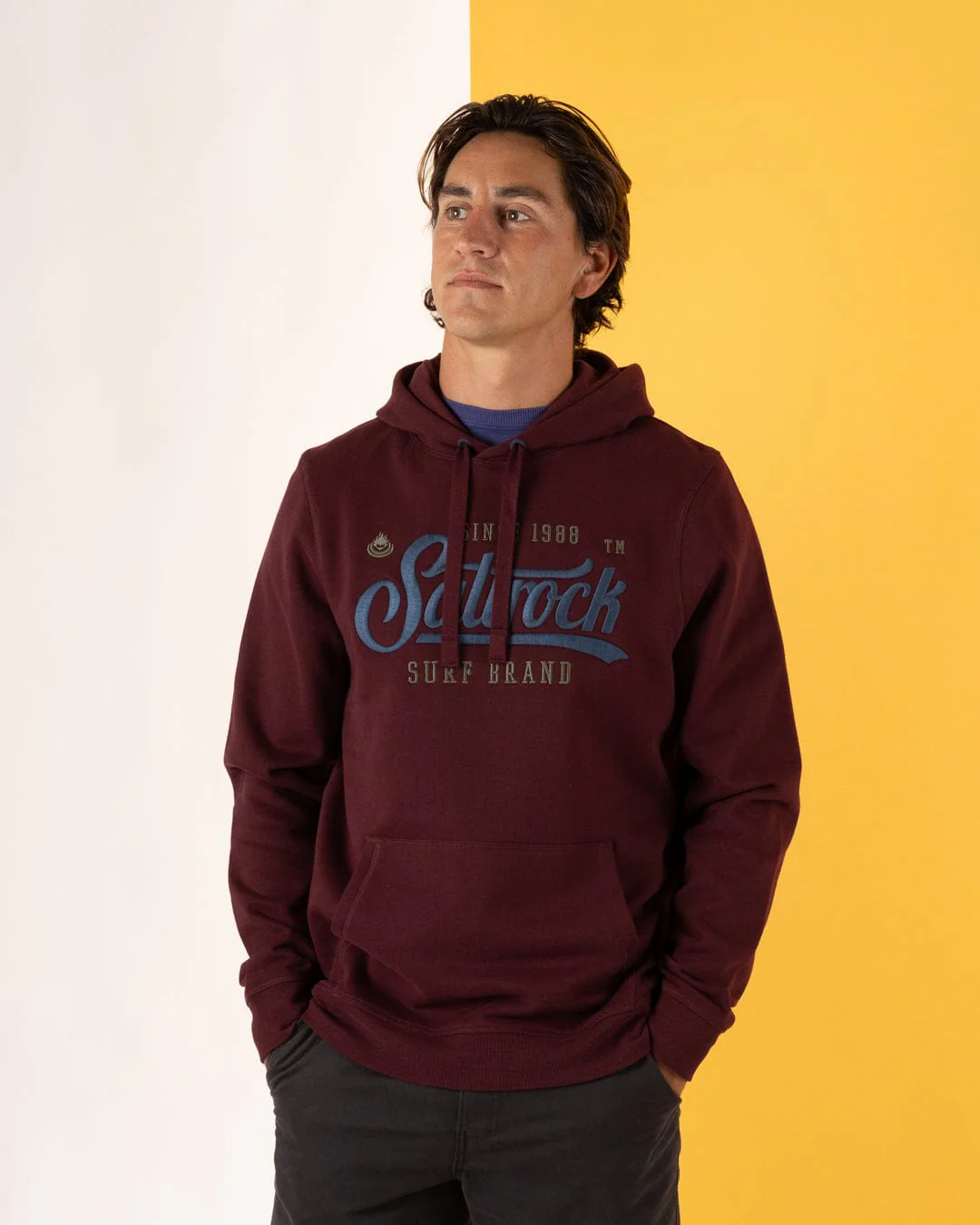Pitcher Embroidery - Mens Pop Hoodie - Purple - Image 7