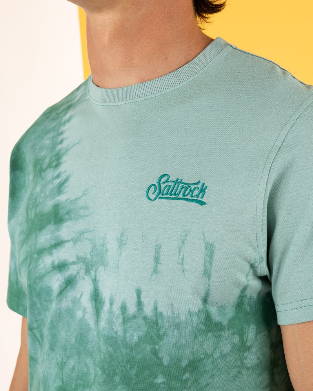 Pitcher Embroidery - Mens Tie Dye T-Shirt -Green - Image 3