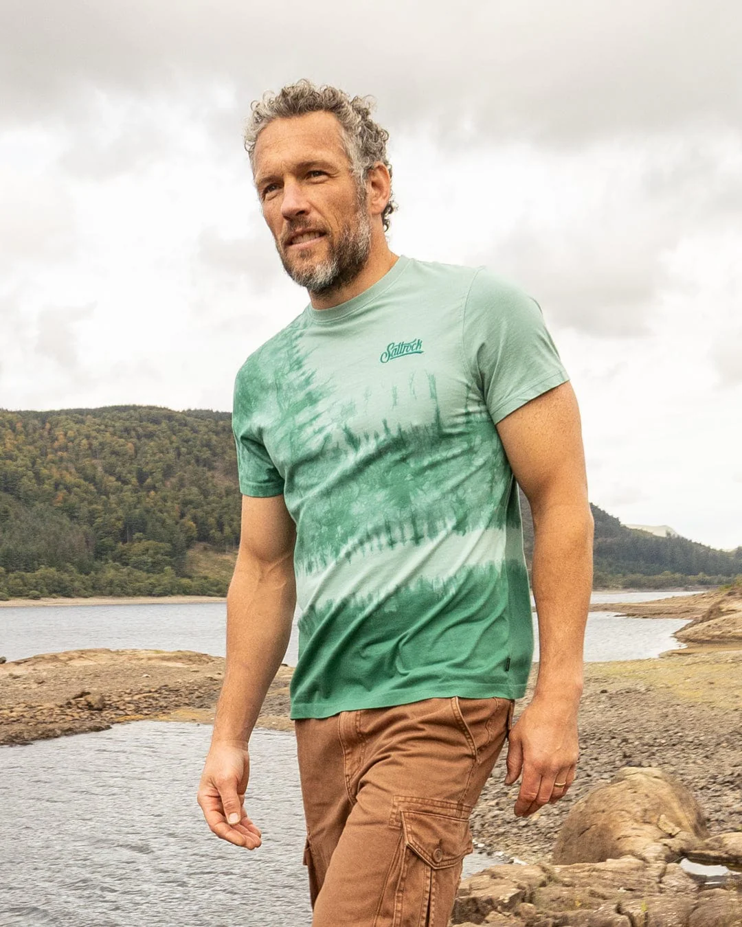 Pitcher Embroidery - Mens Tie Dye T-Shirt -Green - Image 8