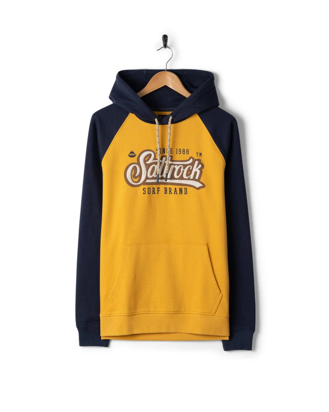 Pitcher Raglan - Mens Pop Hoodie - Yellow/Blue - Image 5