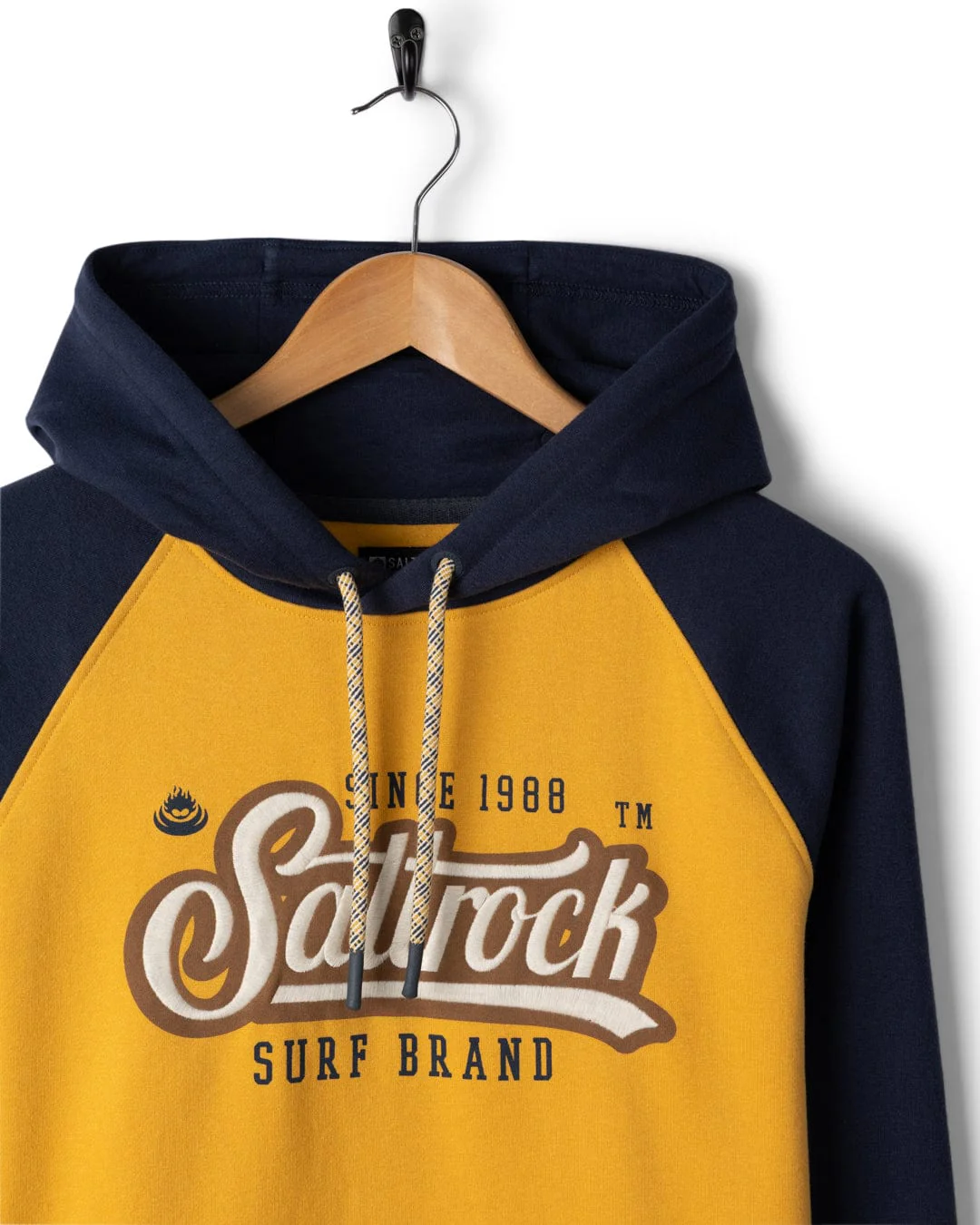 Pitcher Raglan - Mens Pop Hoodie - Yellow/Blue - Image 6