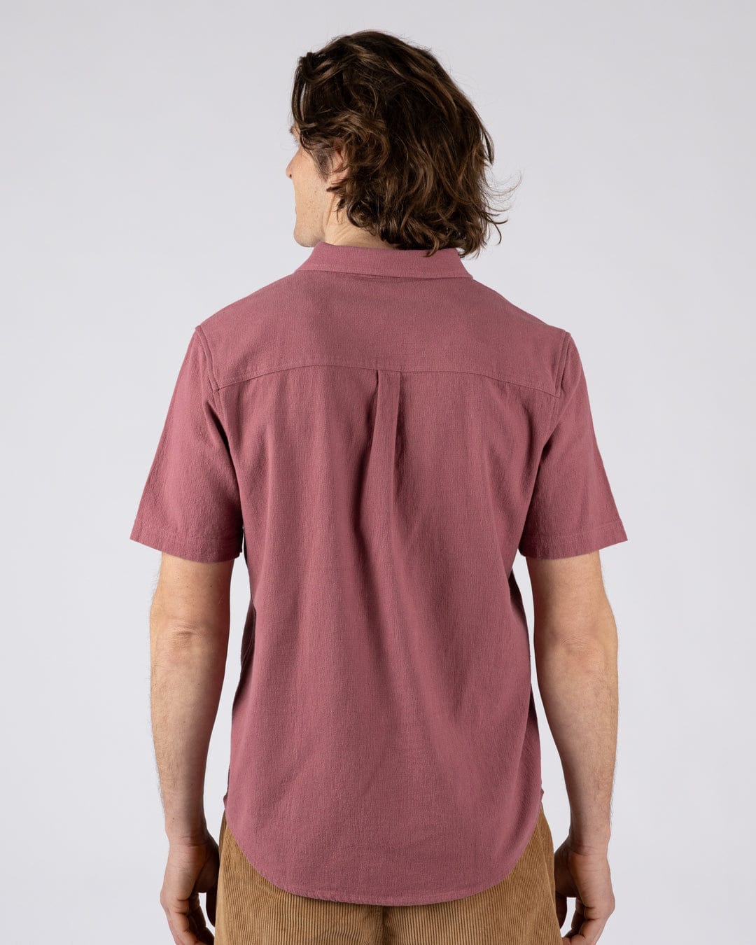 Polperro - Mens Short Sleeve Shirt - Dark Pink - Image 4