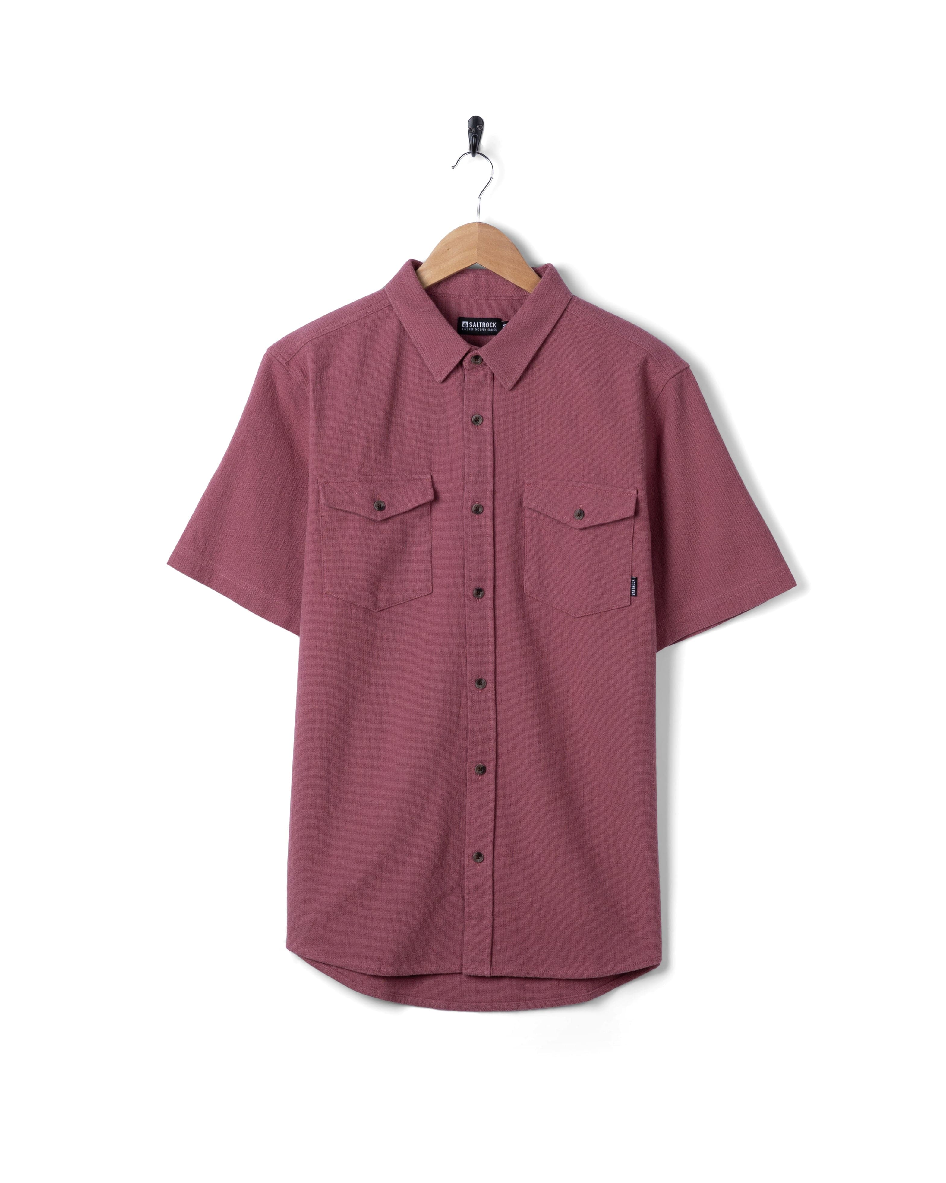 Polperro - Mens Short Sleeve Shirt - Dark Pink - Image 7