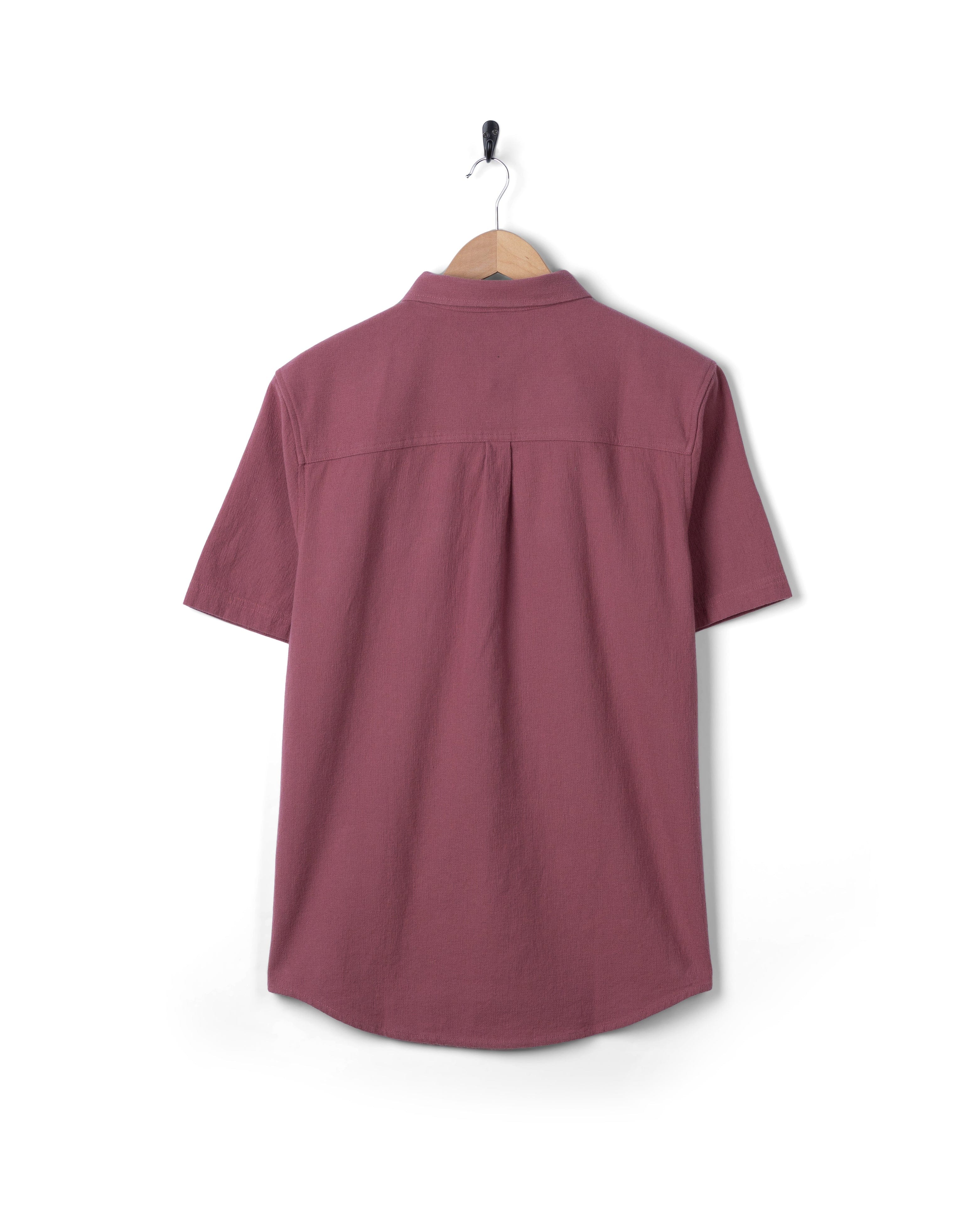 Polperro - Mens Short Sleeve Shirt - Dark Pink - Image 8