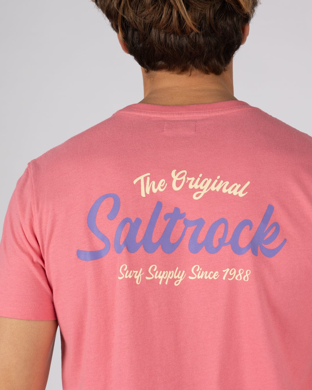 Postcard Script - Mens Short Sleeve Tee - Bright Pink - Image 3