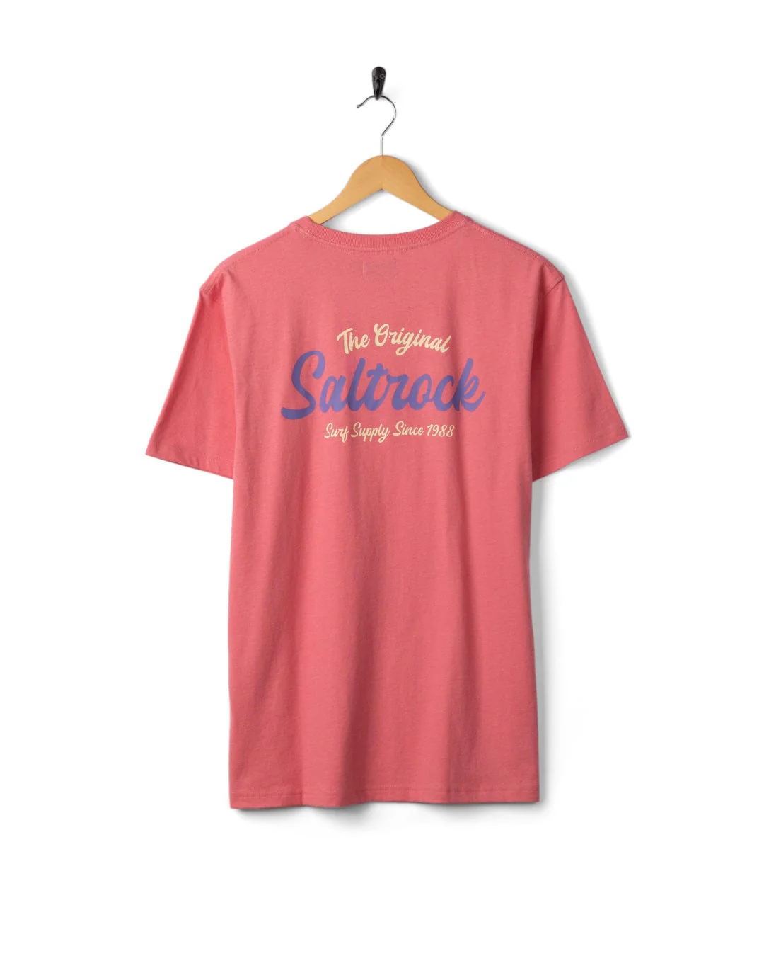 Postcard Script - Mens Short Sleeve Tee - Bright Pink - Image 5