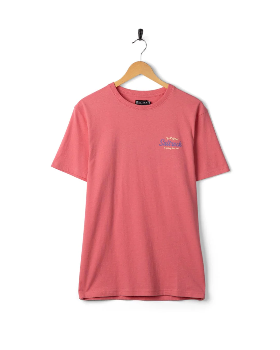 Postcard Script - Mens Short Sleeve Tee - Bright Pink - Image 6