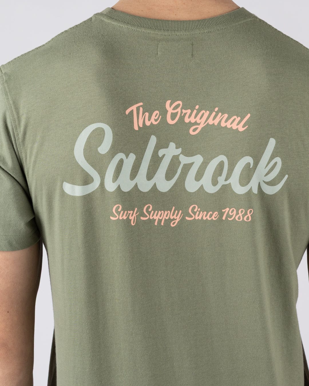 Postcard Script - Mens Short Sleeve T-Shirt- Green - Image 3