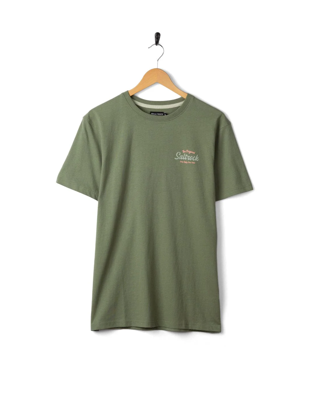 Postcard Script - Mens Short Sleeve T-Shirt- Green - Image 7