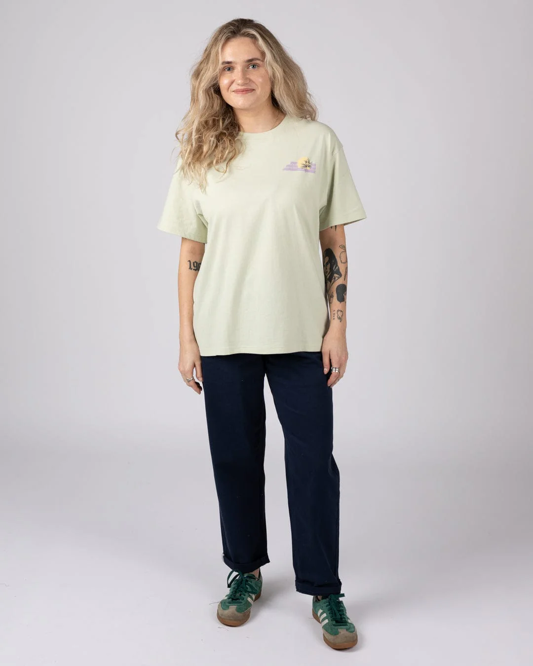 Poster Location Cornwall - Womens Oversized Short Sleeve T-Shirt - Light Green - Image 4