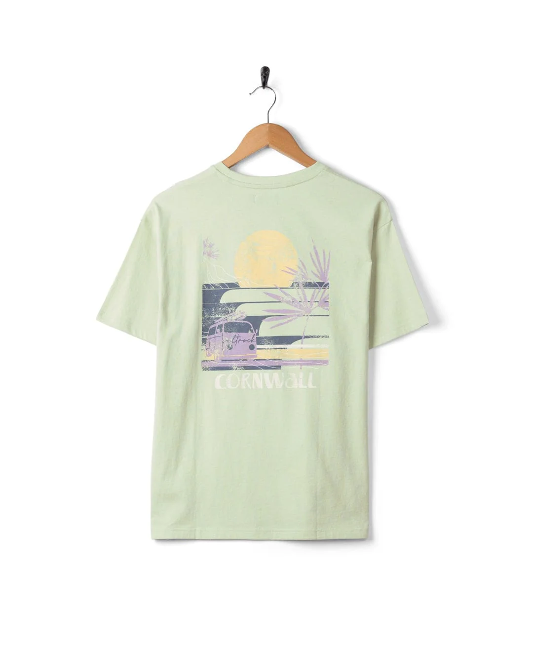 Poster Location Cornwall - Womens Oversized Short Sleeve T-Shirt - Light Green - Image 5