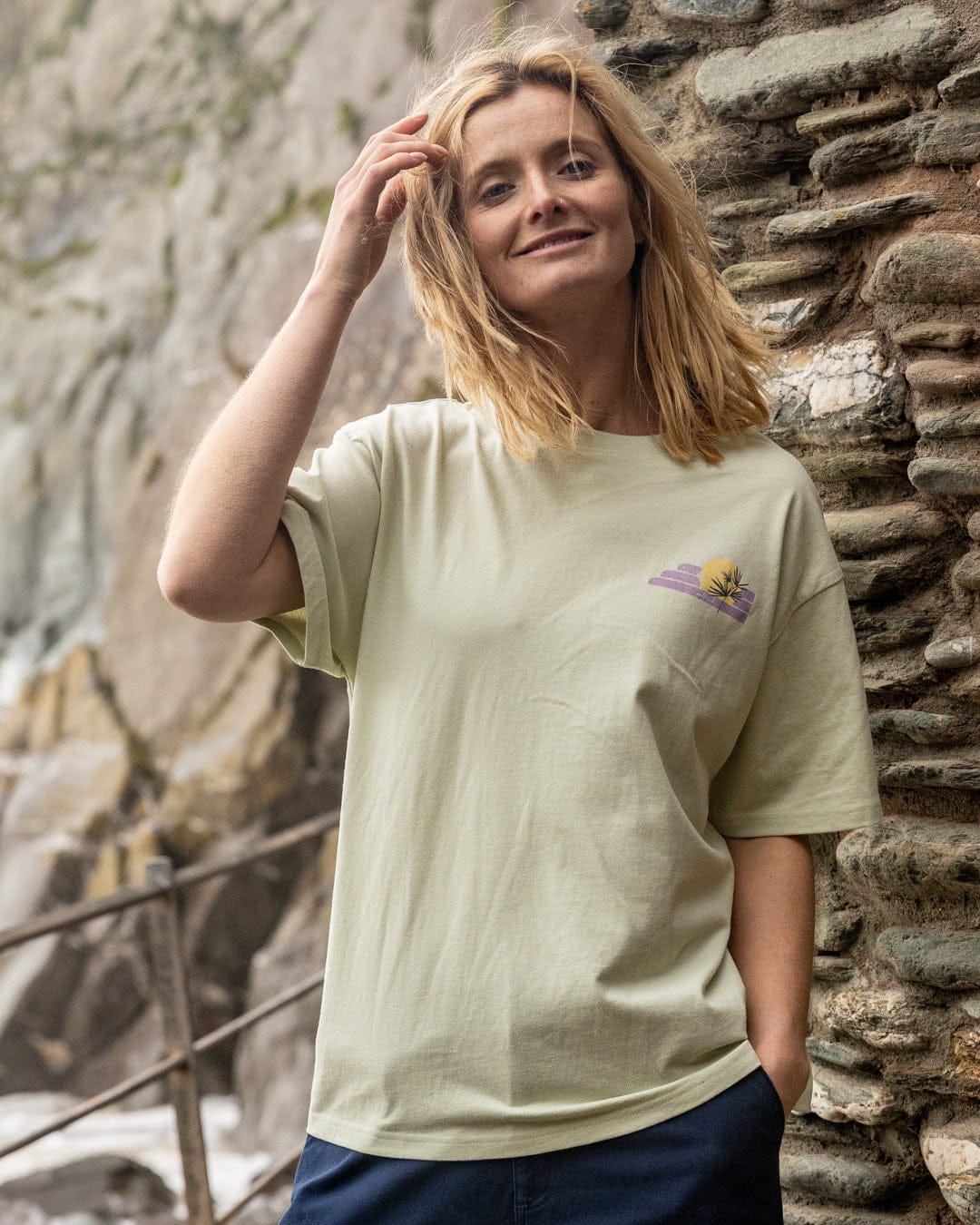 Poster Location Devon - Womens Oversized Short Sleeve T-Shirt - Light Green - Image 5