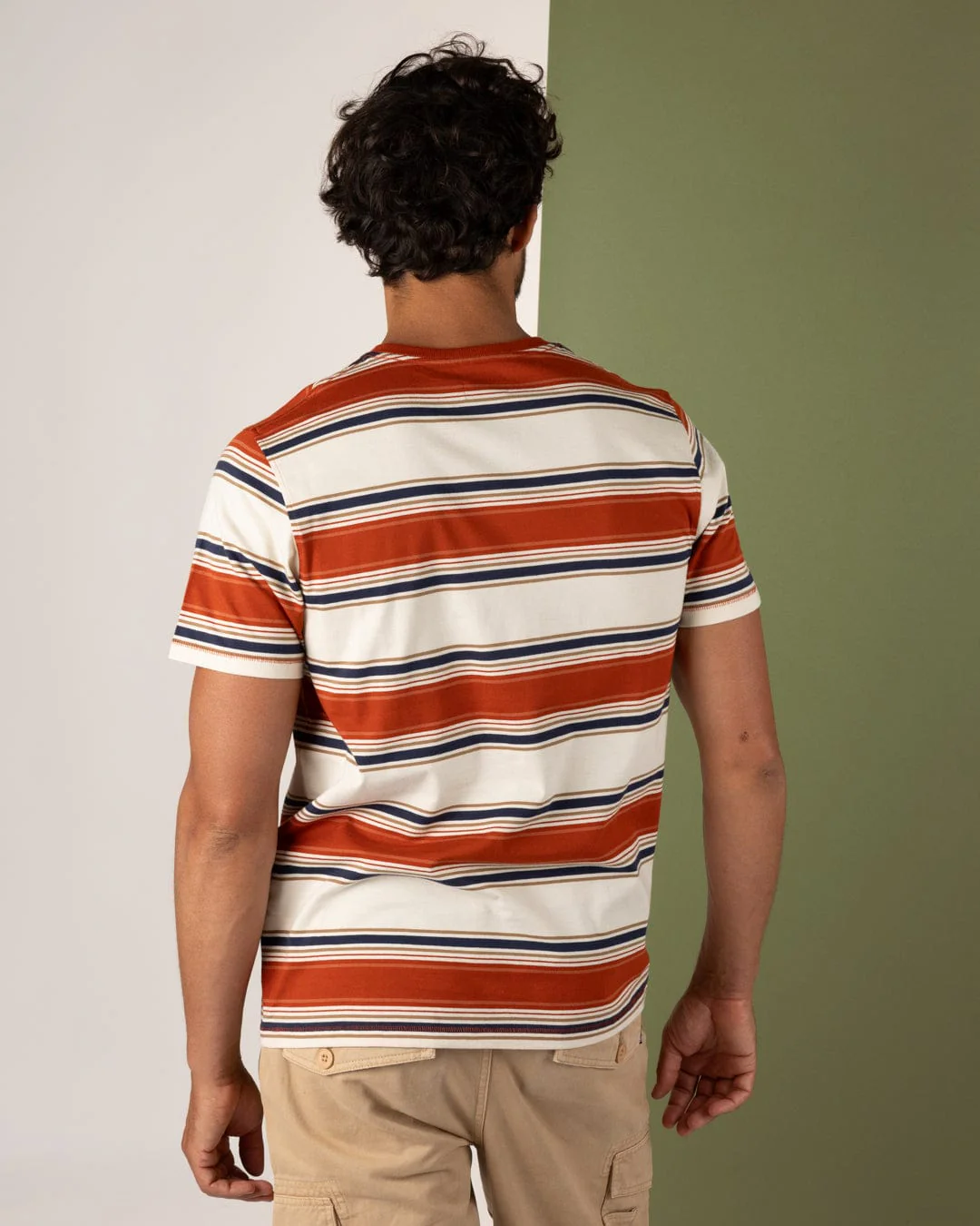 Race - Mens Striped T-Shirt - Orange - Image 2