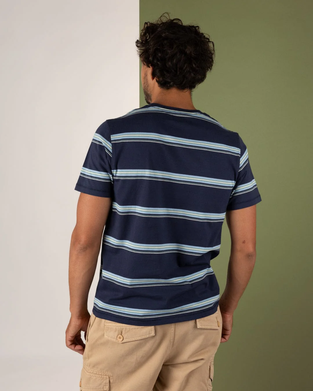 Race - Mens Striped T-Shirt - Blue - Image 2