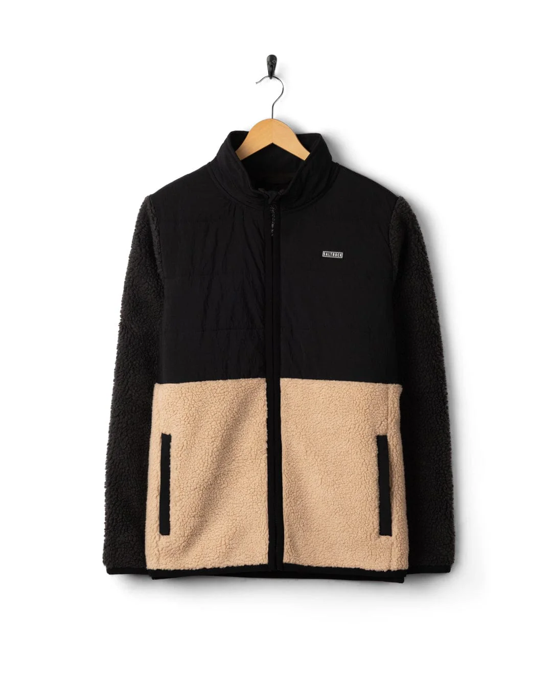 Rafe - Mens Zip Fleece - Black/Beige - Image 10