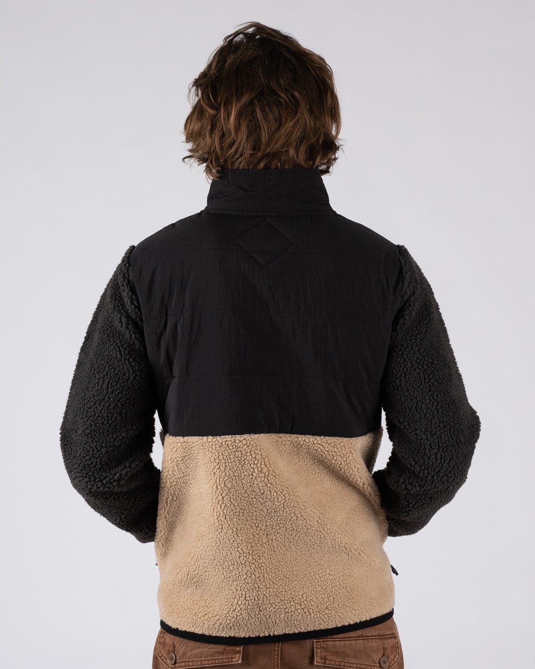 Rafe - Mens Zip Fleece - Black/Beige - Image 12