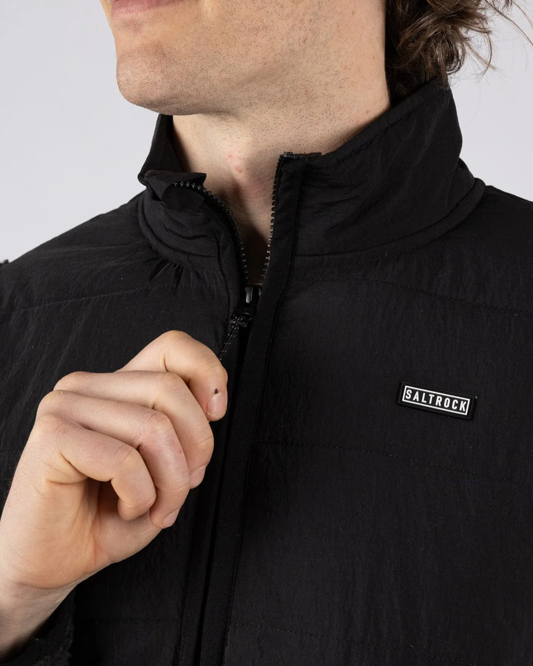 Rafe - Mens Zip Fleece - Black/Beige - Image 9