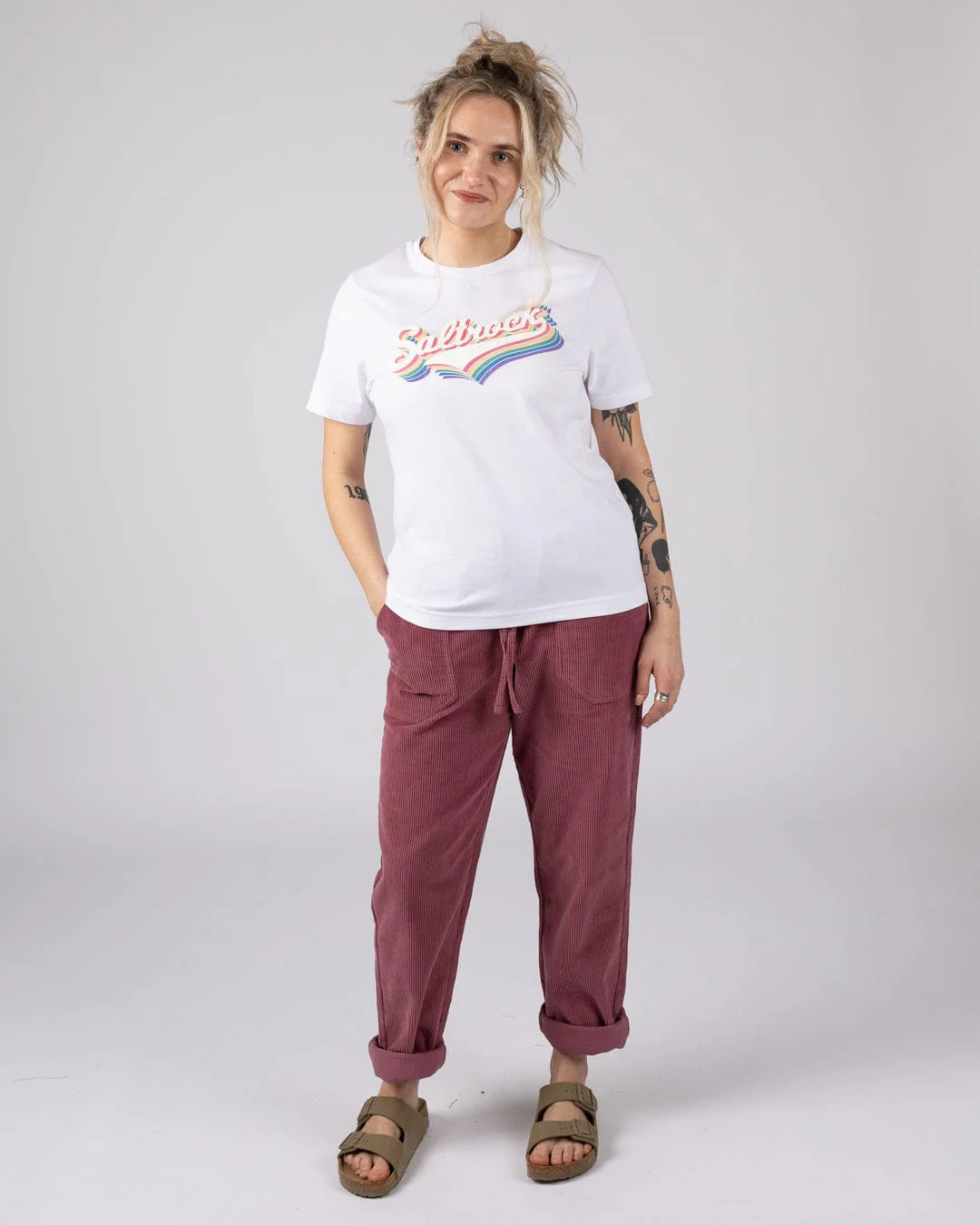 Rainbow Script  - Womens Short Sleeve T-Shirt - White - Image 4