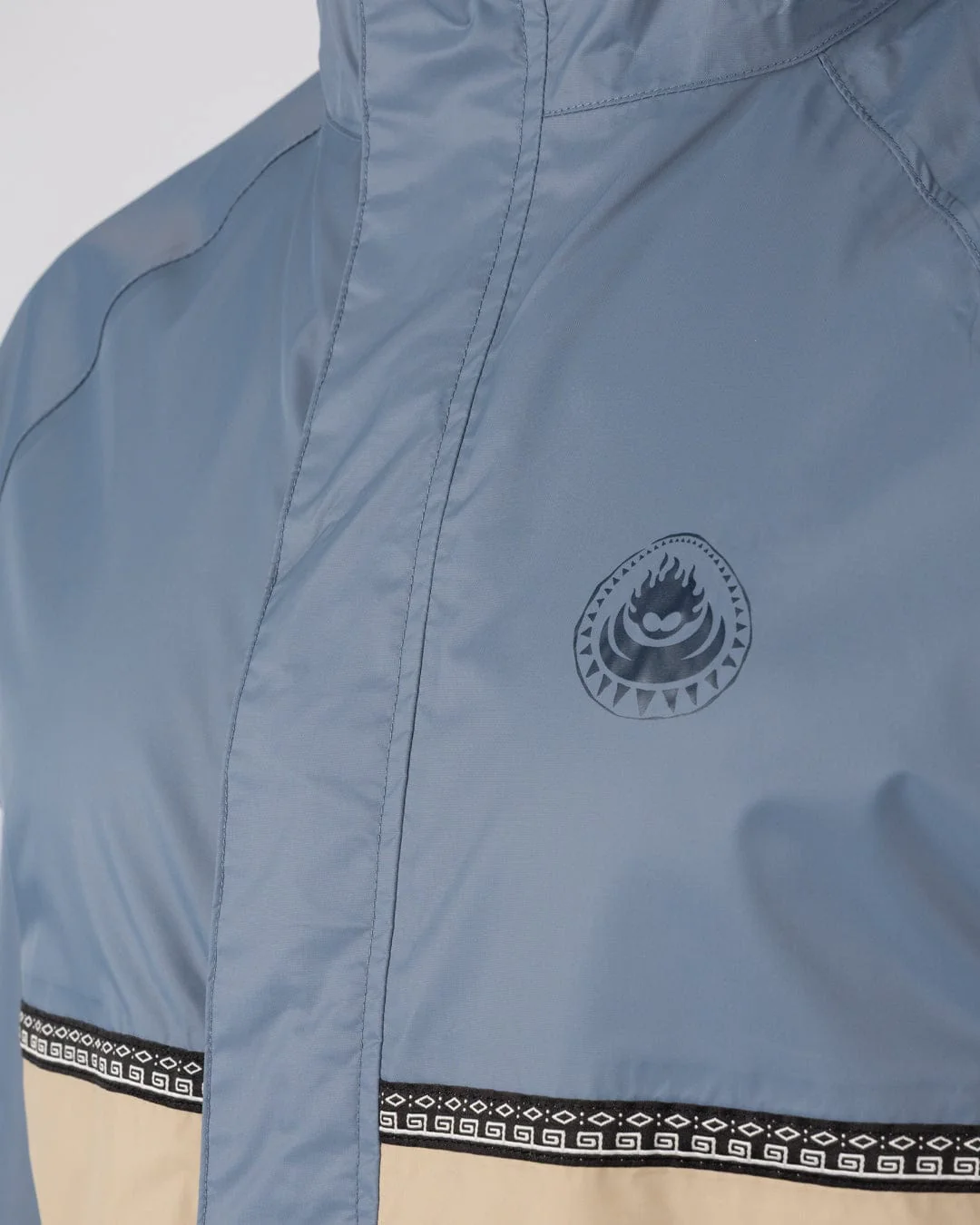 Rainer Tribal - Mens Waterproof Packable Rain Jacket- Blue/Beige - Image 12