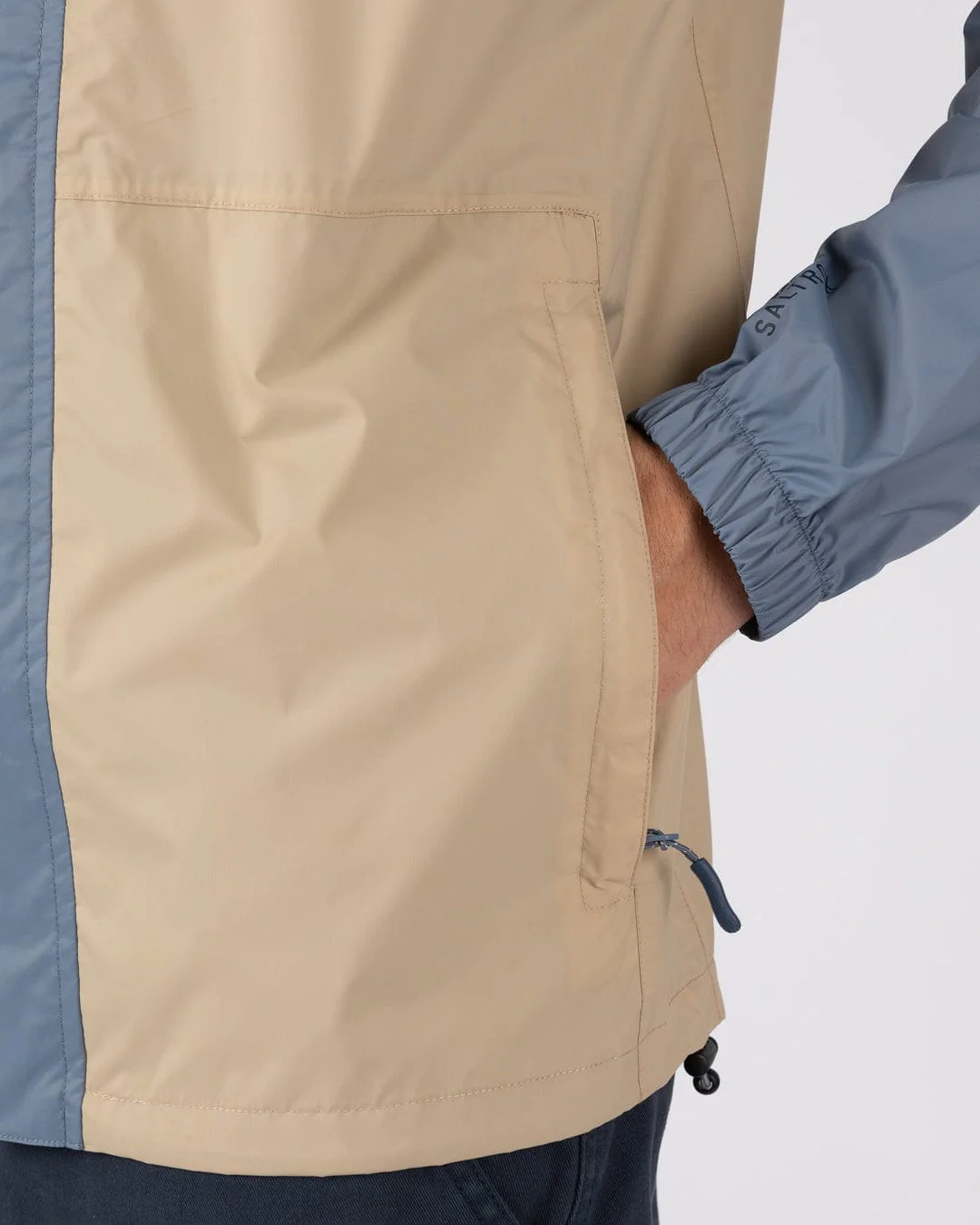 Rainer Tribal - Mens Waterproof Packable Rain Jacket- Blue/Beige - Image 13