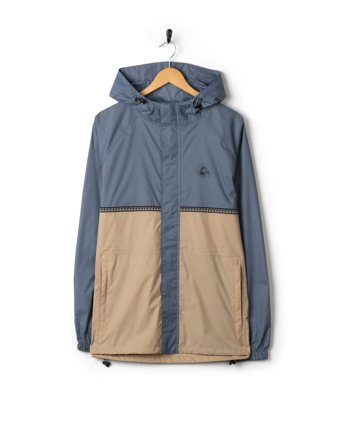 Rainer Tribal - Mens Waterproof Packable Rain Jacket- Blue/Beige - Image 14