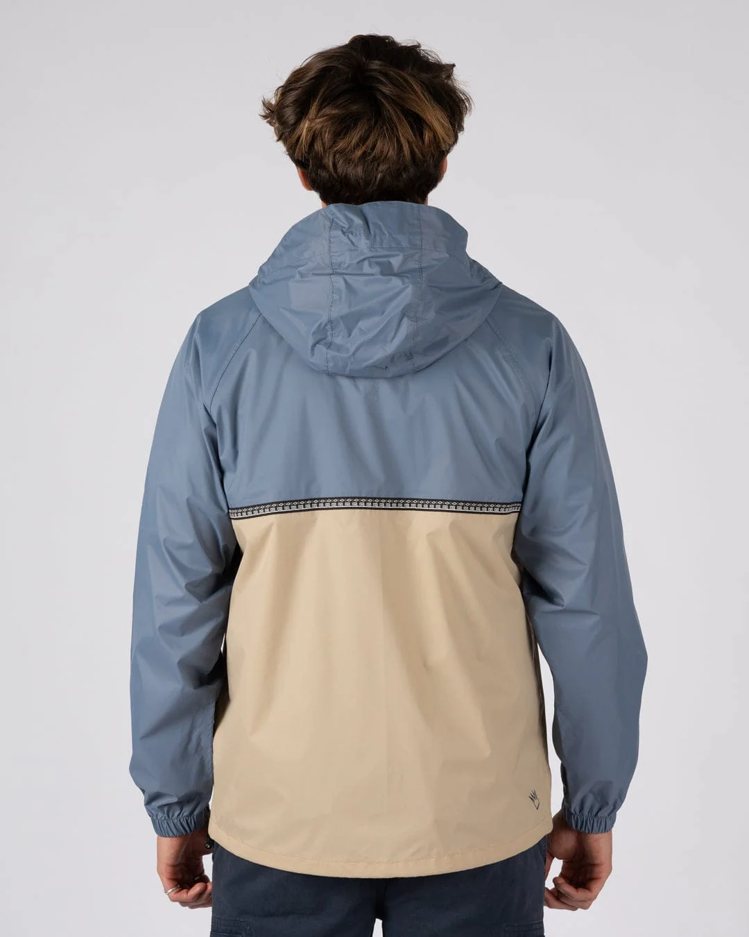 Rainer Tribal - Mens Waterproof Packable Rain Jacket- Blue/Beige - Image 8