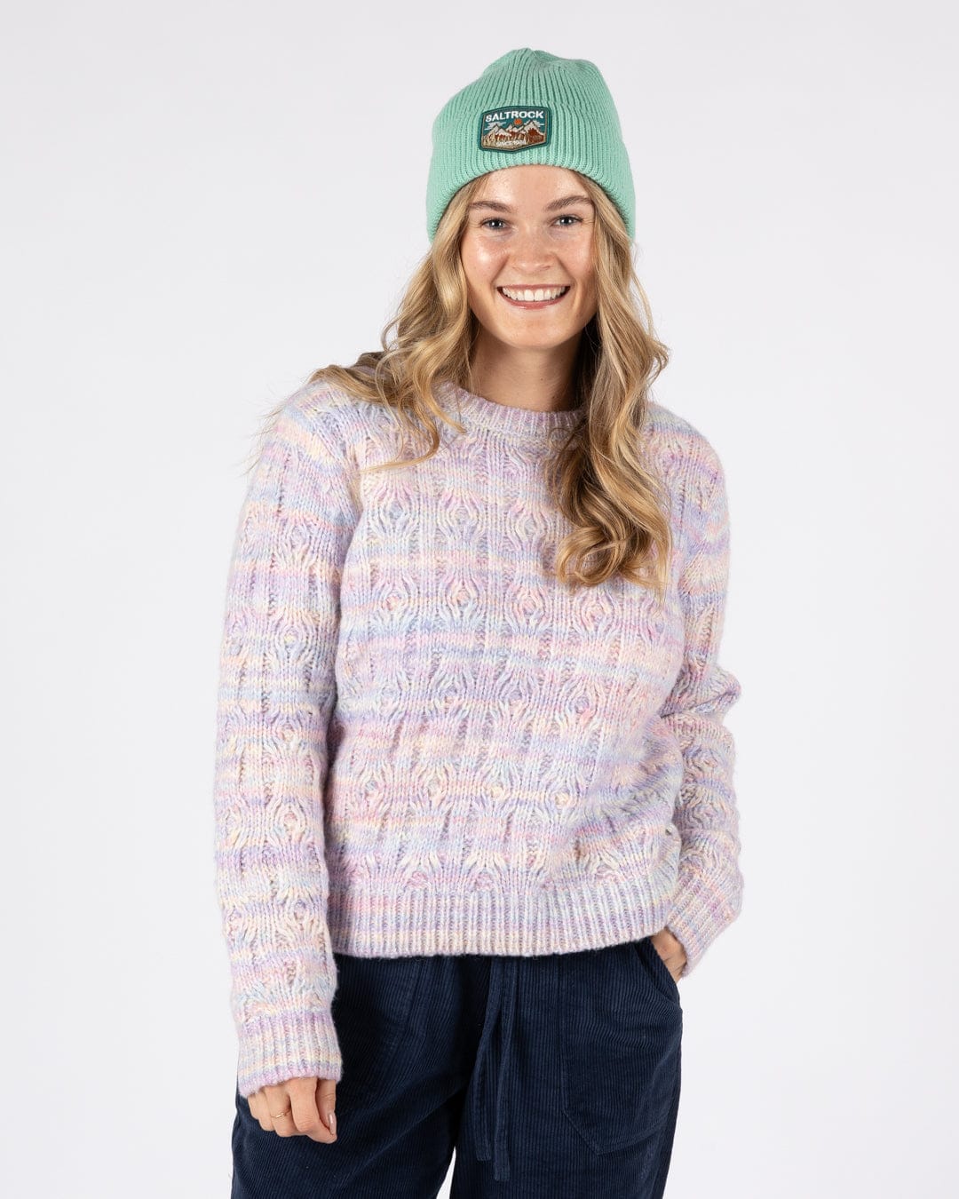Reeny - Womens Pastel Cable Jumper - Purple - Image 11