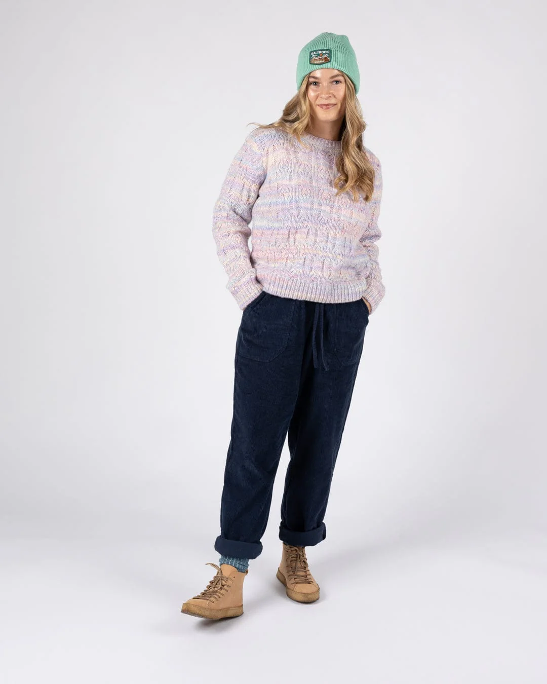 Reeny - Womens Pastel Cable Jumper - Purple - Image 7