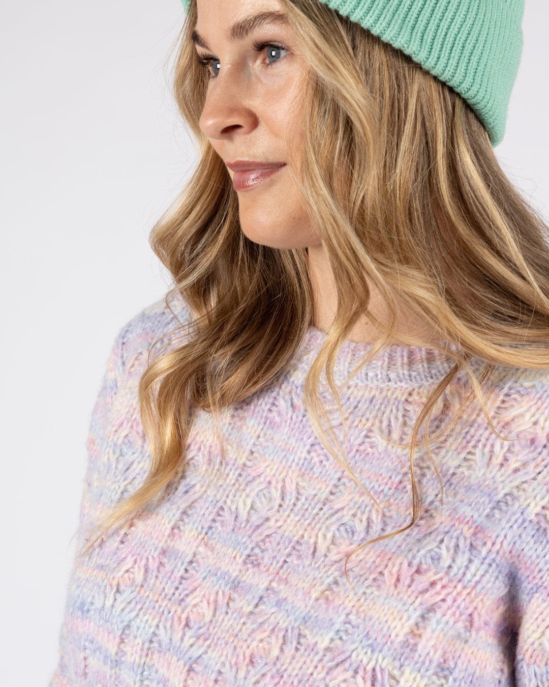 Reeny - Womens Pastel Cable Jumper - Purple - Image 8