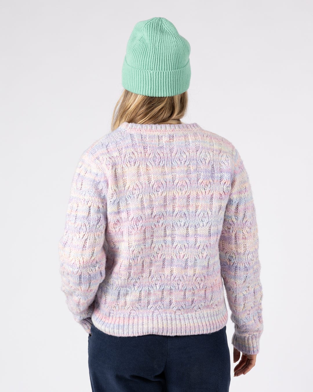 Reeny - Womens Pastel Cable Jumper - Purple - Image 9