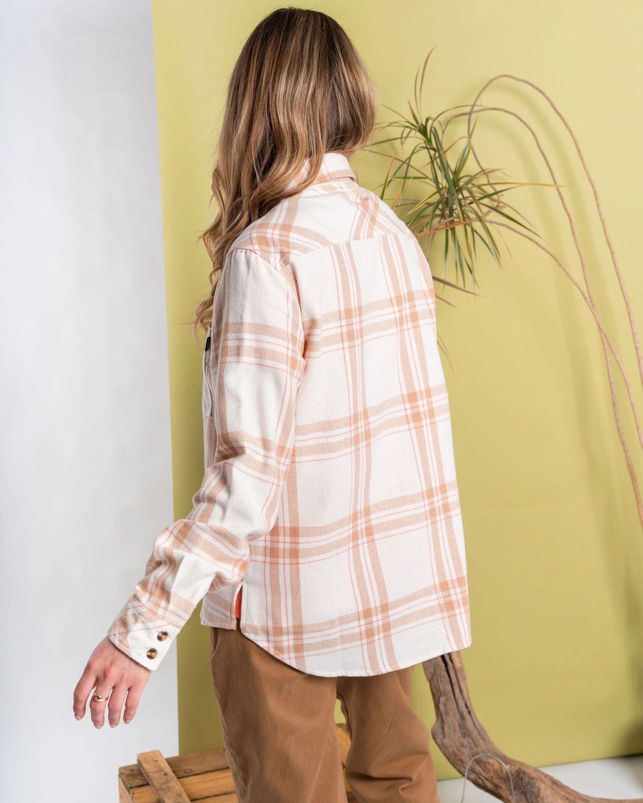 Rosalin - Womens Check Shirt - Cream - Image 4