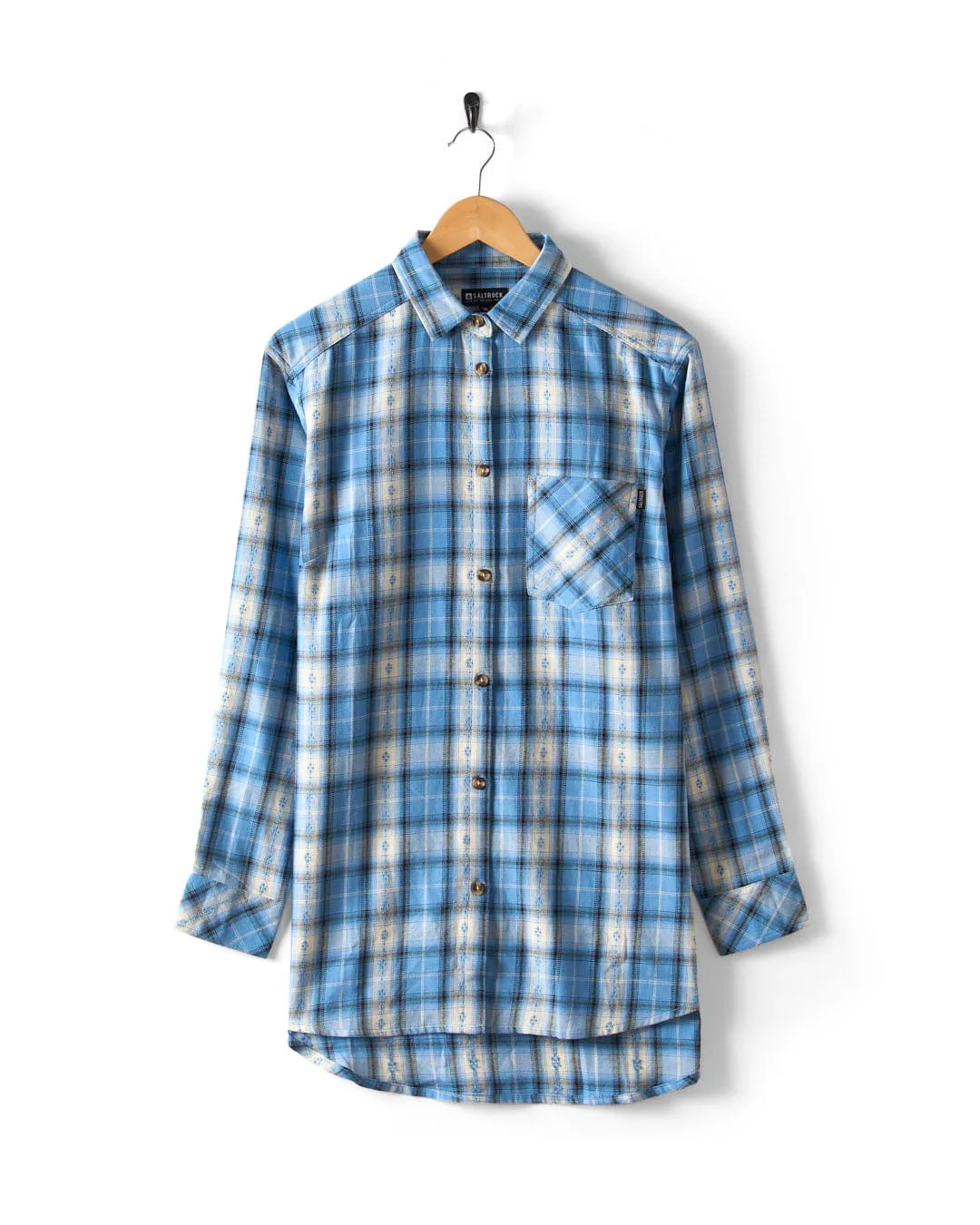 Roxanne  - Womens Longline Shirt - Blue - Image 2