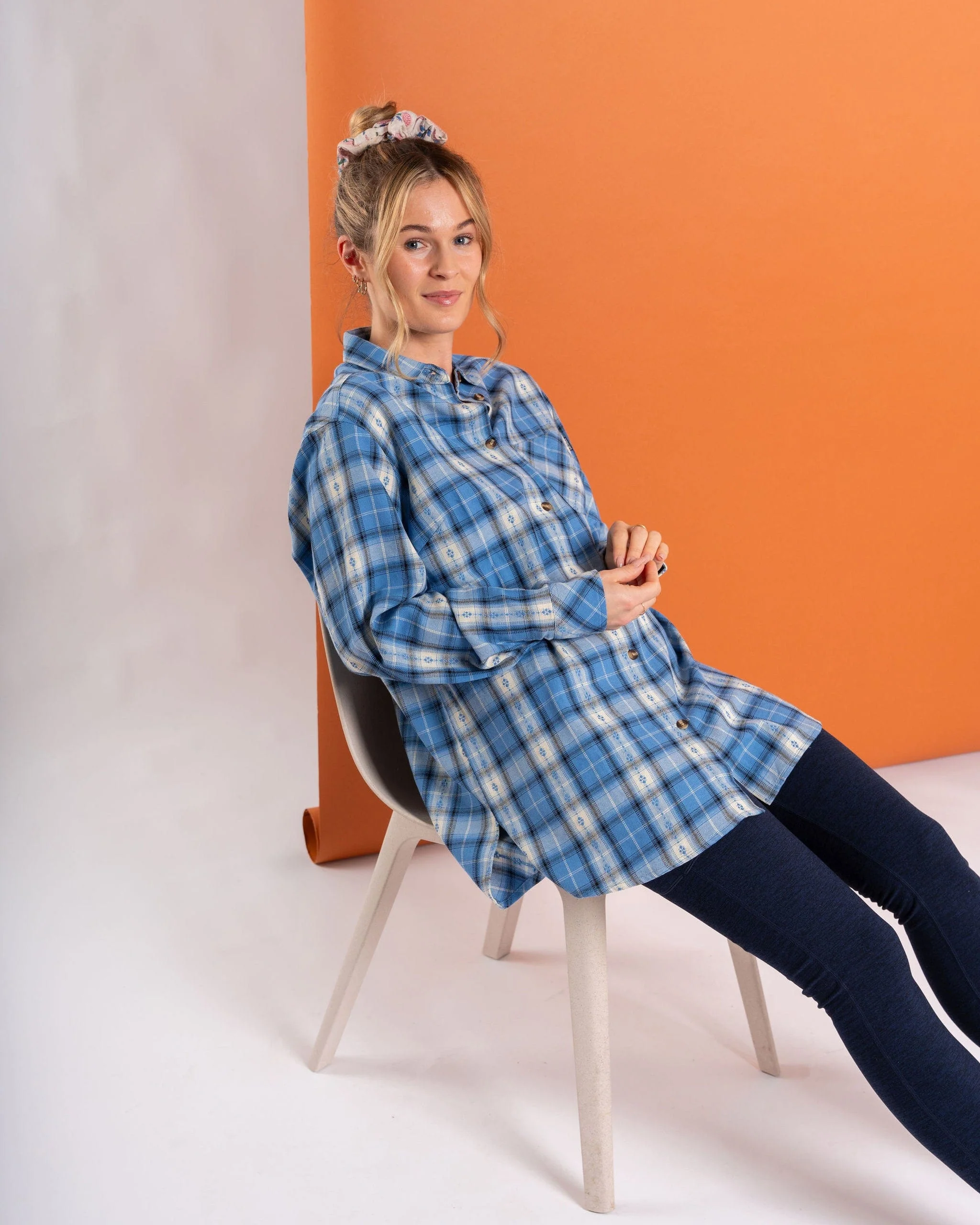 Roxanne  - Womens Longline Shirt - Blue - Image 4