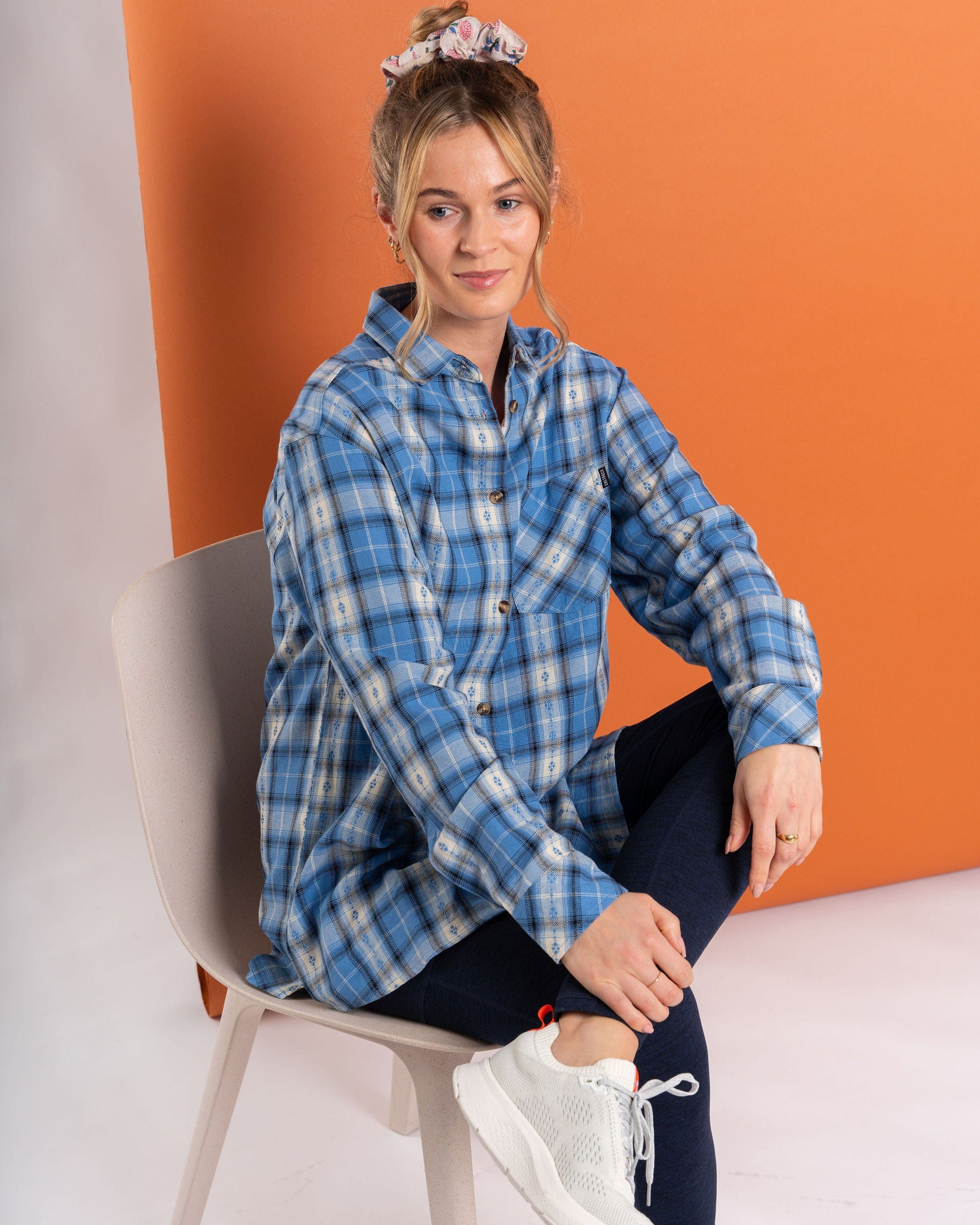 Roxanne  - Womens Longline Shirt - Blue - Image 6