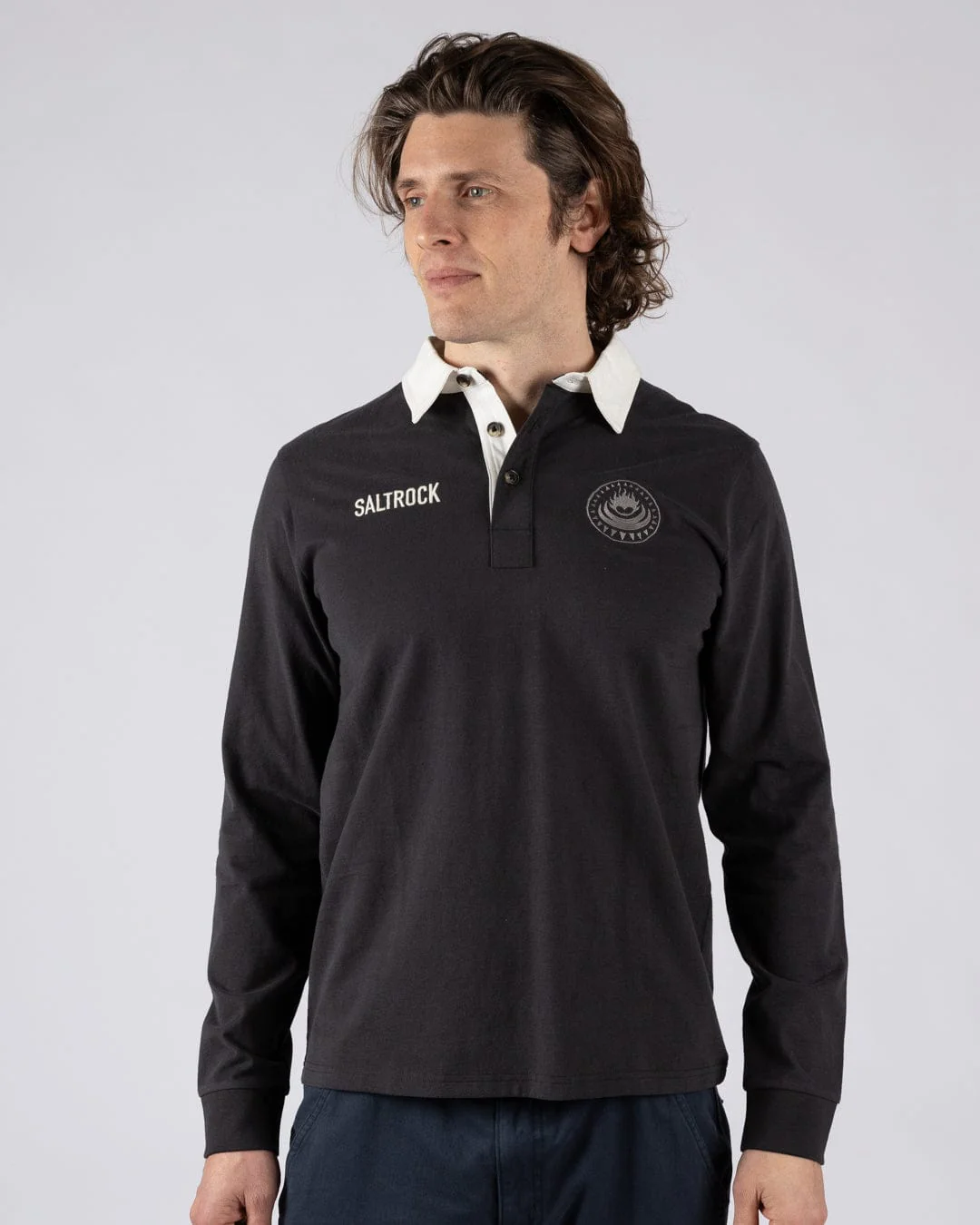 Rugby Field Notes - Mens Long Sleeve T-Shirt - Dark Grey - Image 2