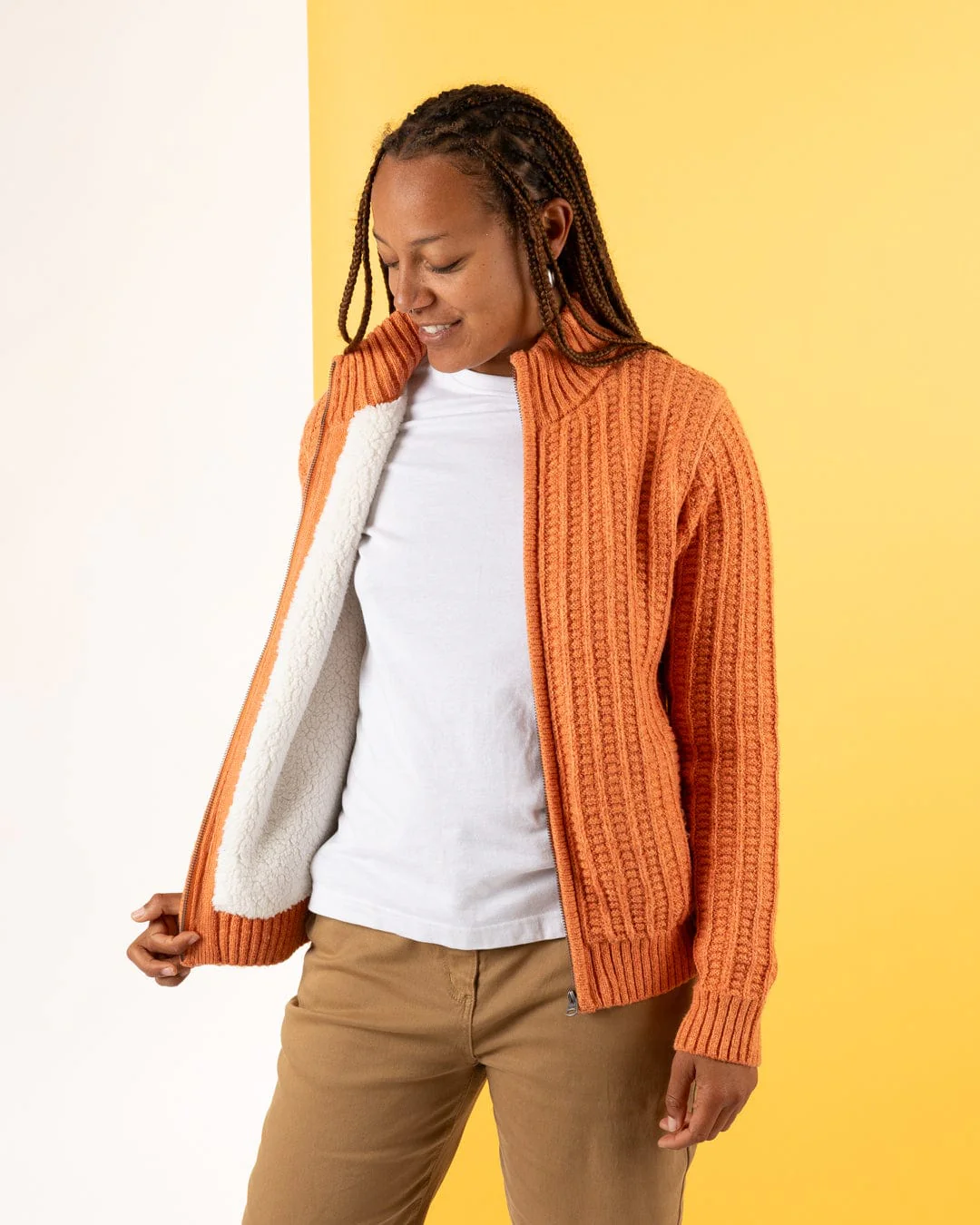 Rupa - Womens Borg Lined Knit - Orange - Image 2