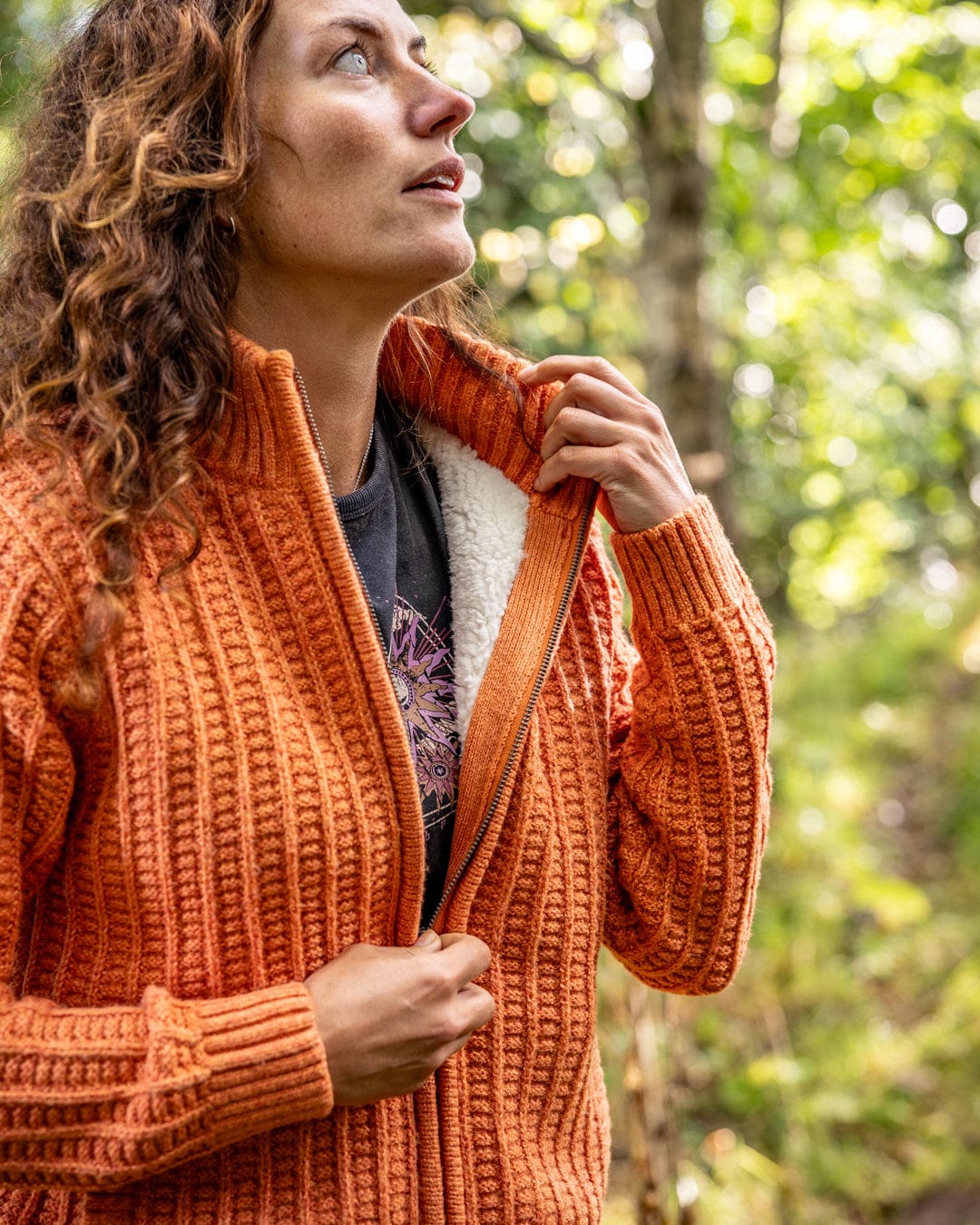 Rupa - Womens Borg Lined Knit - Orange - Image 3