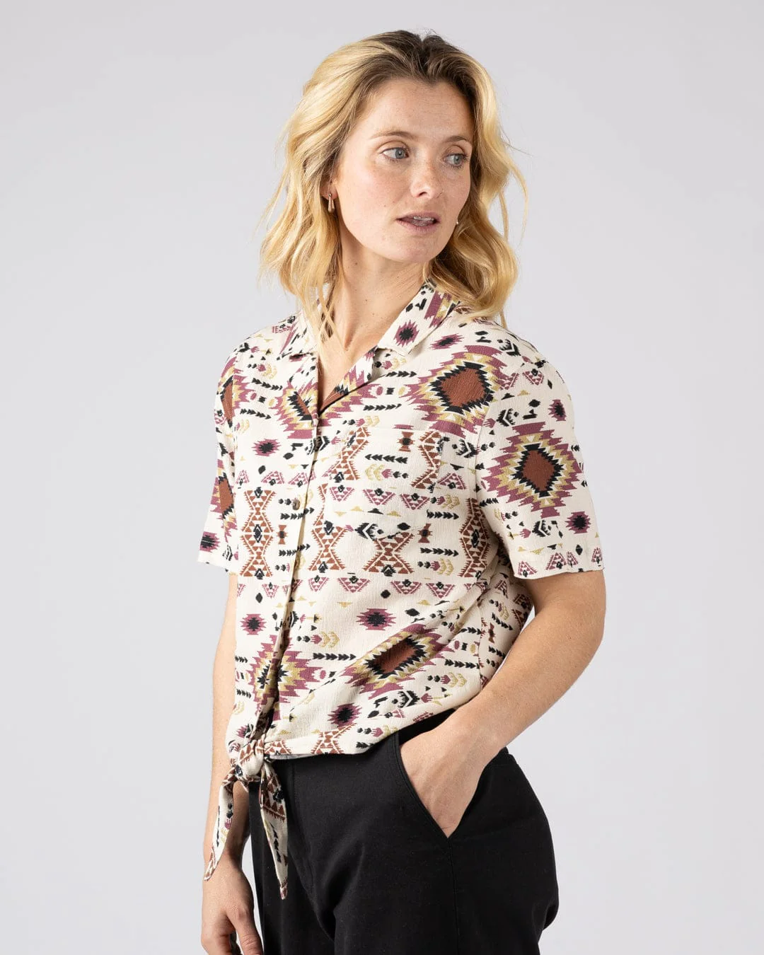 Sabina - Womens Short Sleeve Shirt - Cream - Image 2