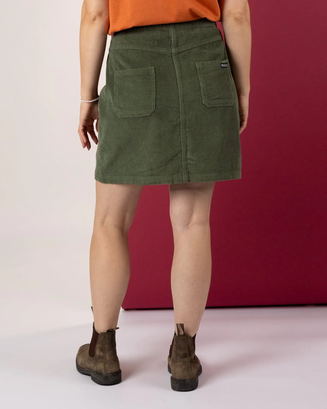 Sadie - Womens Corduroy Skirt - Dark Green - Image 4