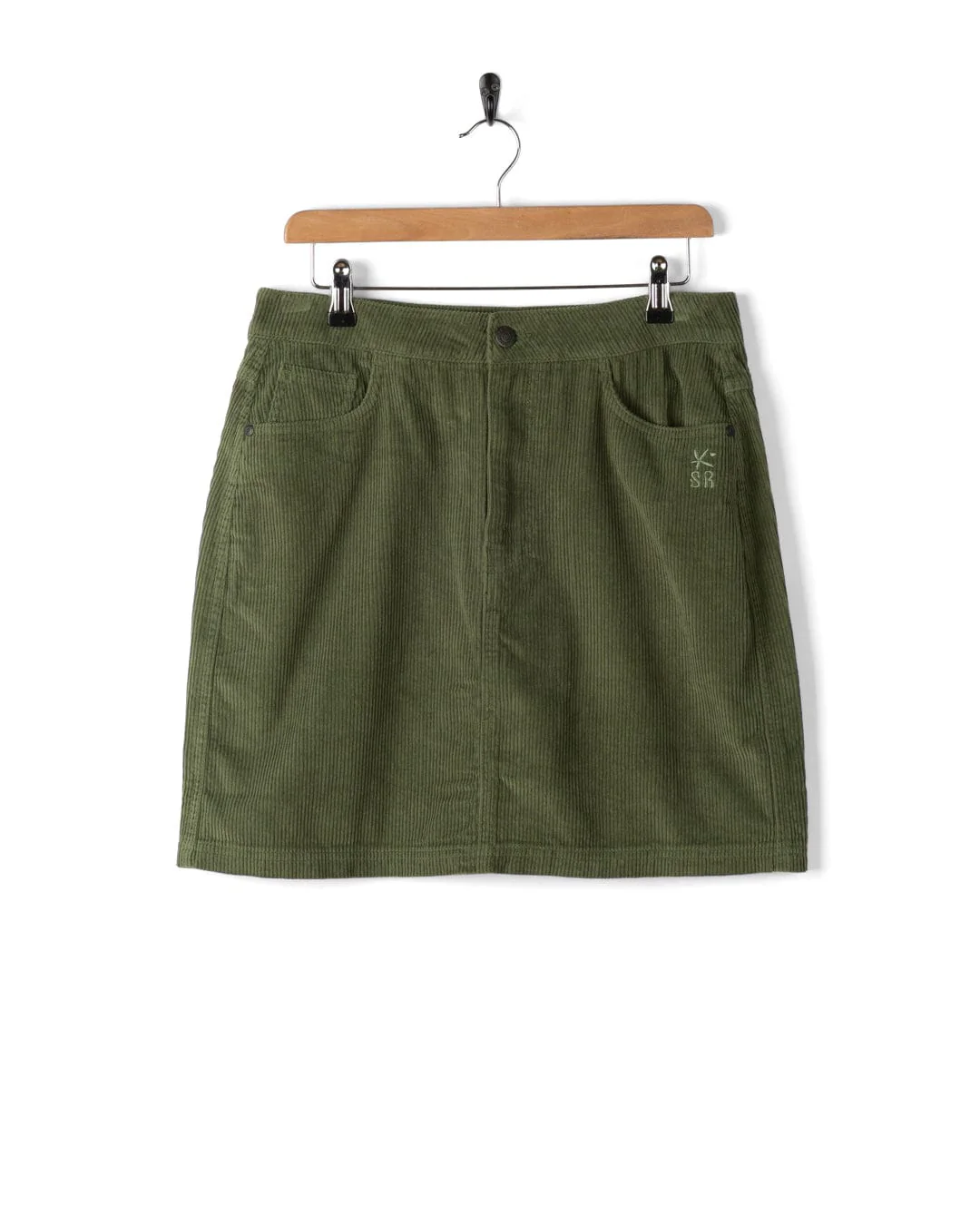 Sadie - Womens Corduroy Skirt - Dark Green - Image 5