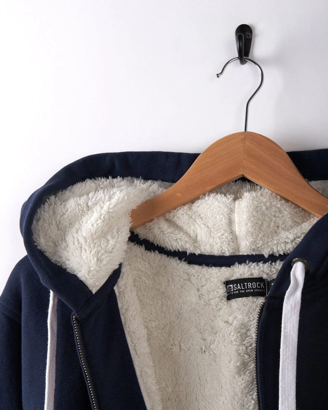 Saltrock Original - Mens Fur Lined Hoodie - Dark Blue - Image 4