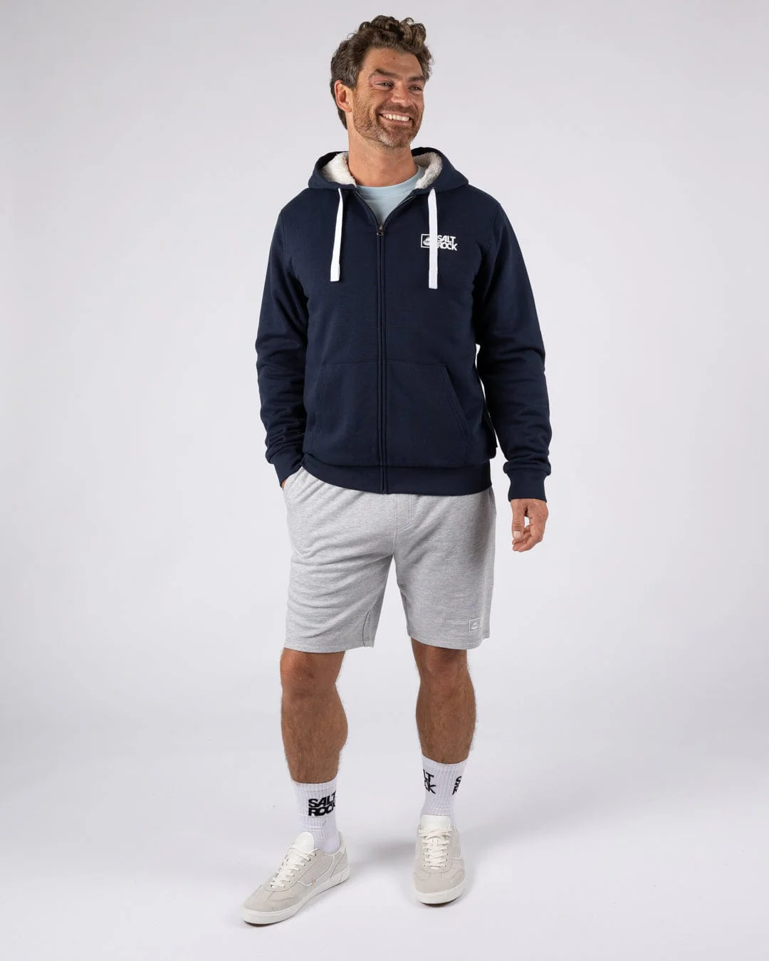 Saltrock Original - Mens Fur Lined Hoodie - Dark Blue - Image 6