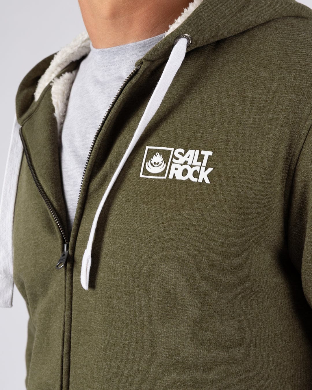 Saltrock Original - Mens Fur Lined Hoodie - Green - Image 4