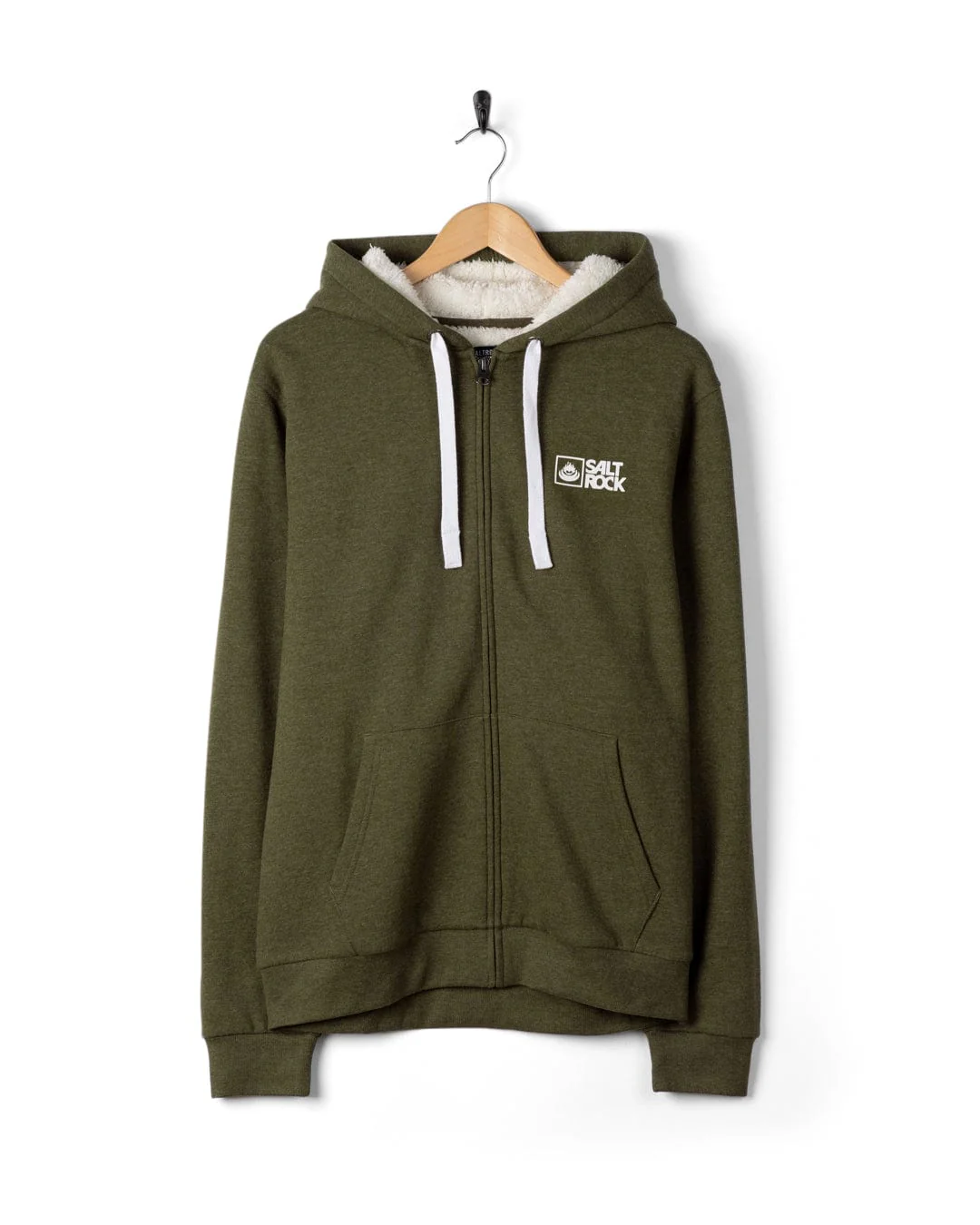 Saltrock Original - Mens Fur Lined Hoodie - Green - Image 8