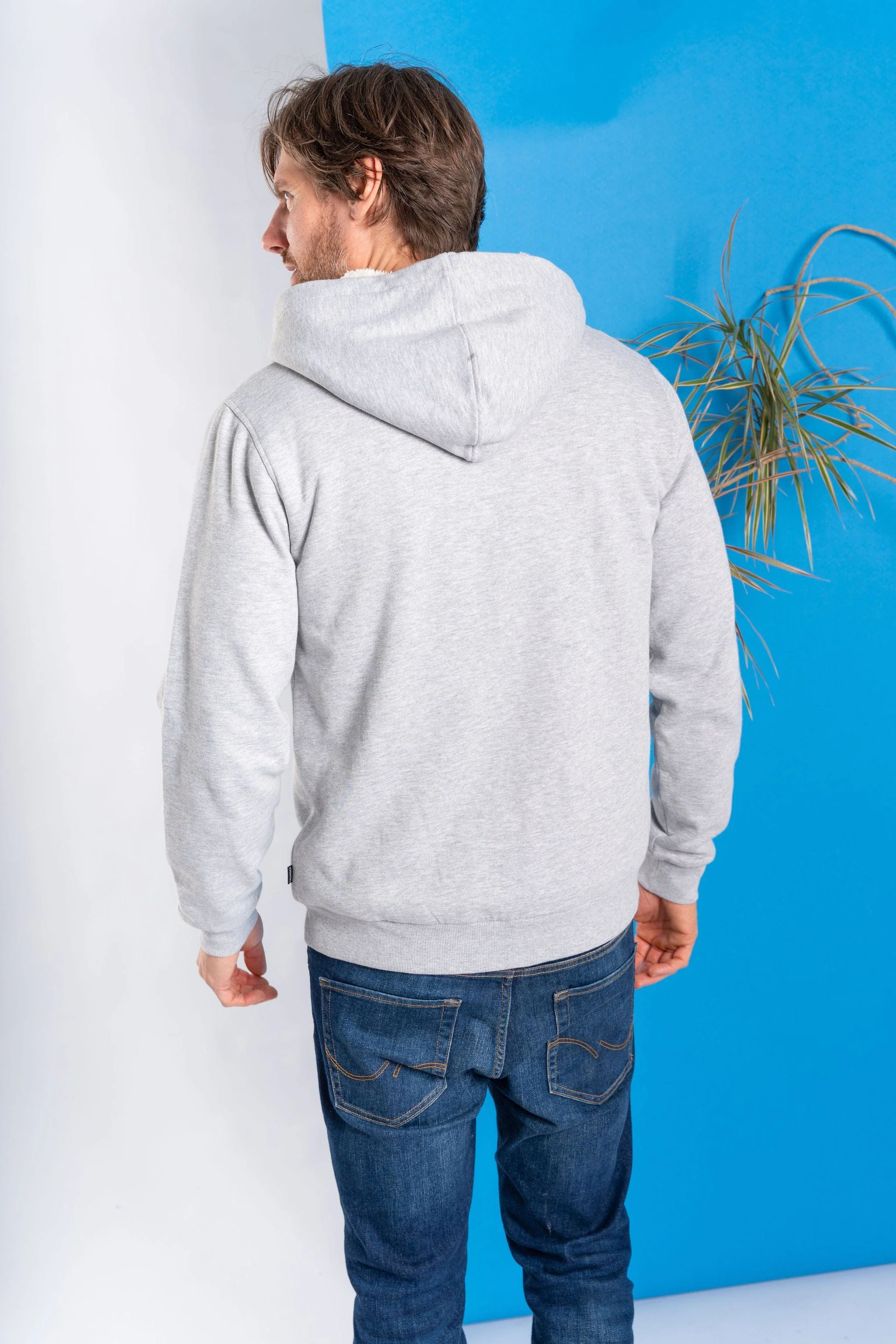 Saltrock Original - Mens Fur Lined Zip Hoodie - Grey - Image 11