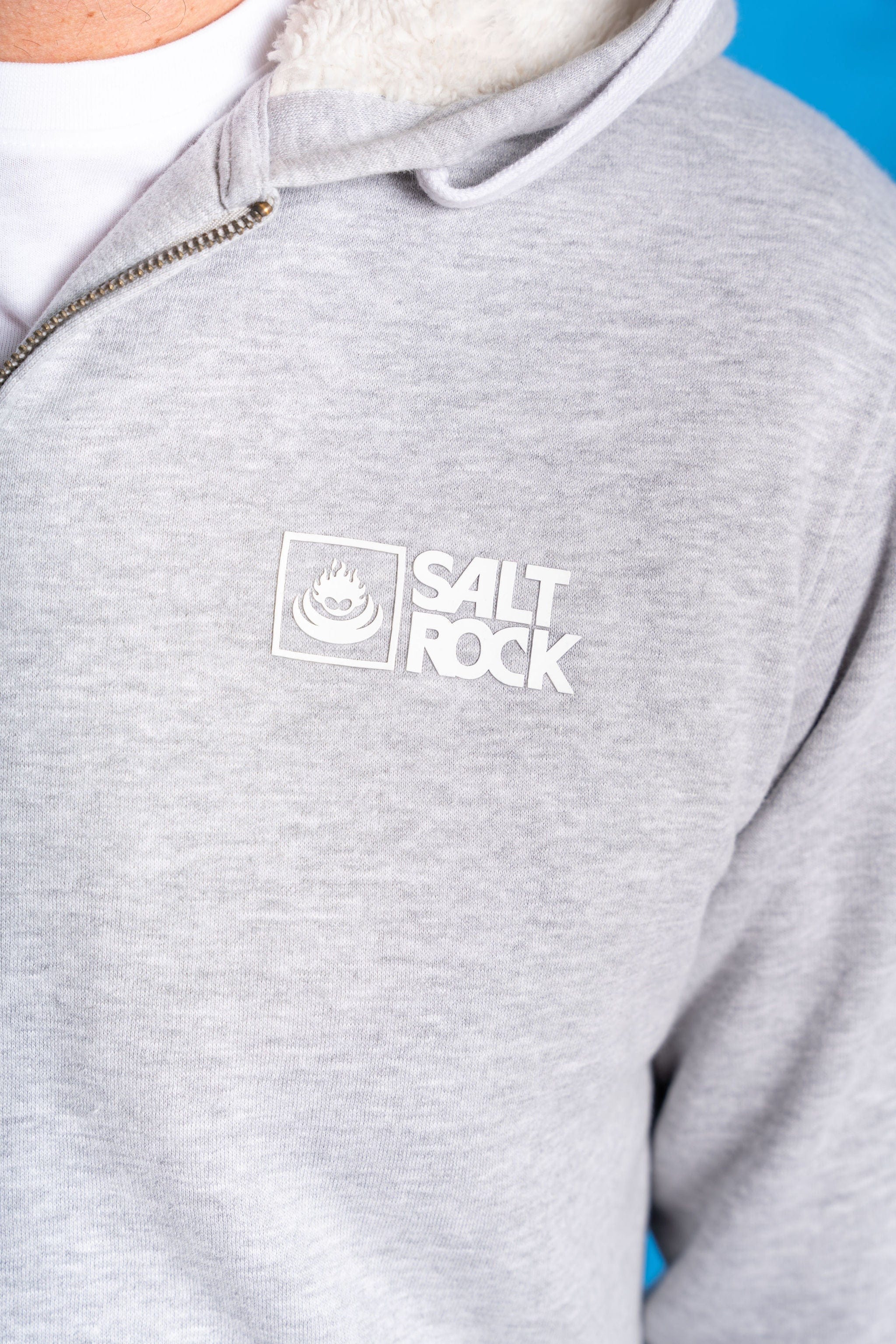 Saltrock Original - Mens Fur Lined Zip Hoodie - Grey - Image 12