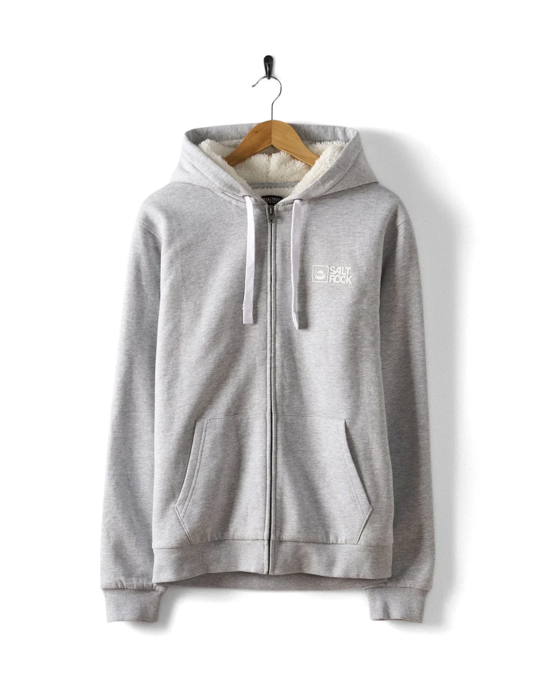 Saltrock Original - Mens Fur Lined Zip Hoodie - Grey - Image 2