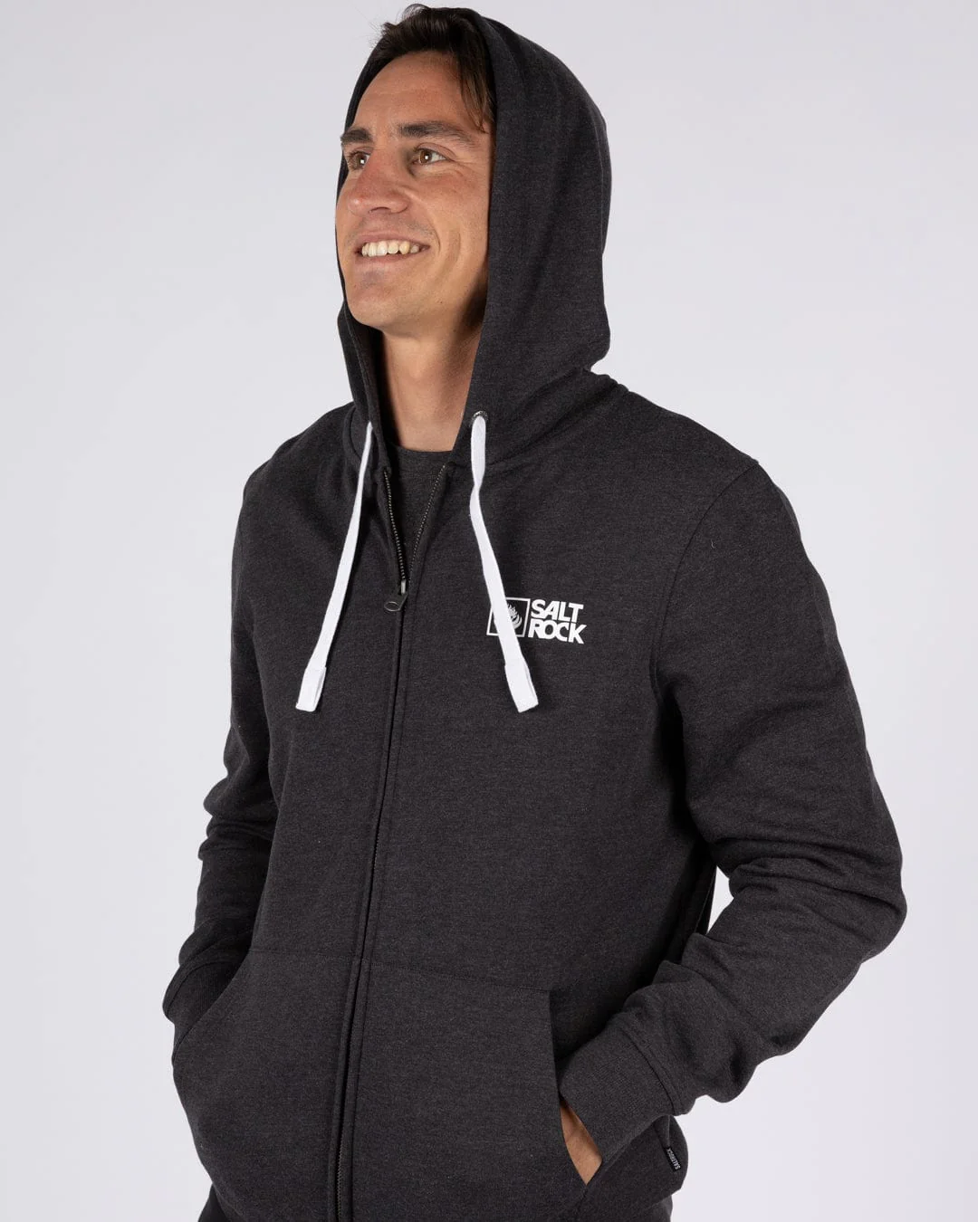 Saltrock Original - Mens Zip Hoodie - Dark Grey - Image 4